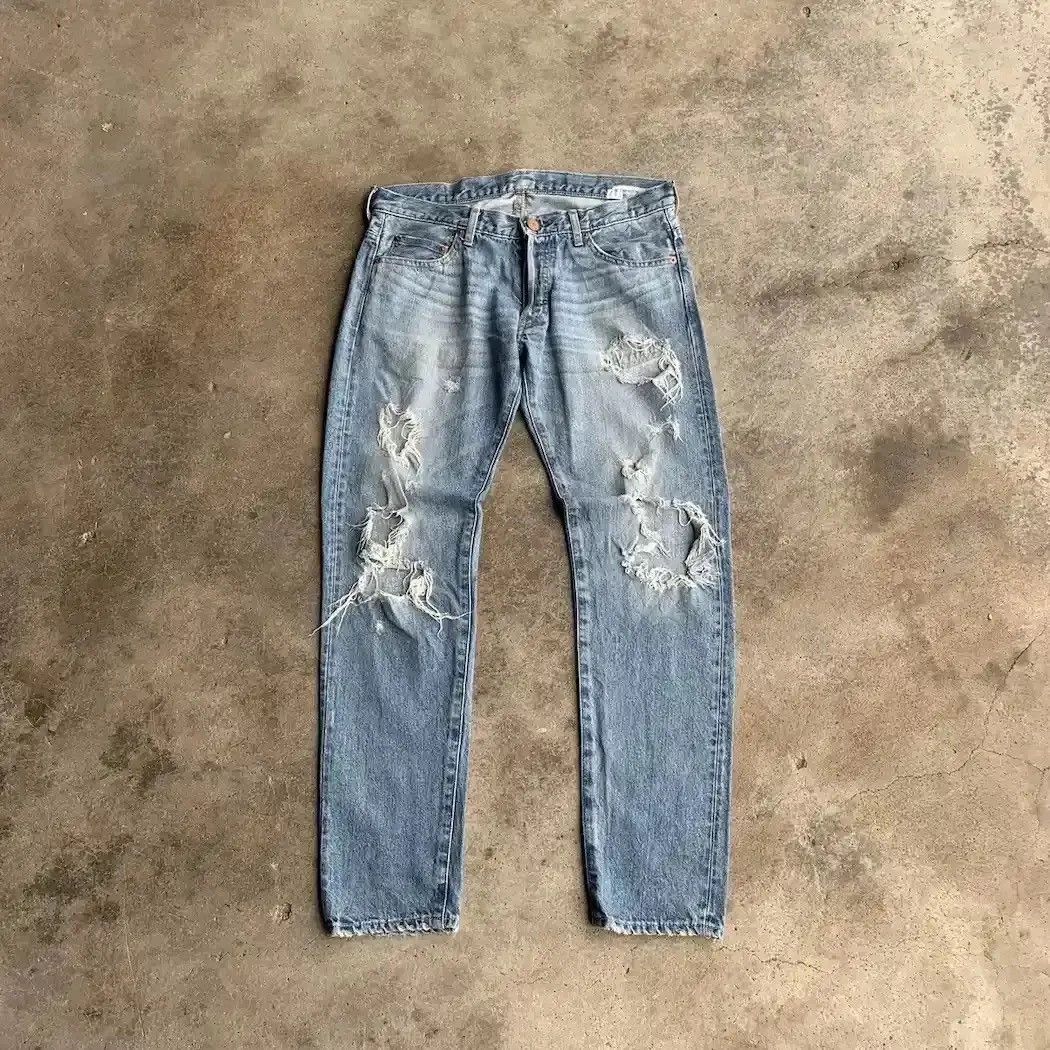 Beauty Beast SUPER DESTROYED ‼️Rugged Jeans Japanese Vintage Ripped Pants Size US 32 / EU 48 - 3 Thumbnail