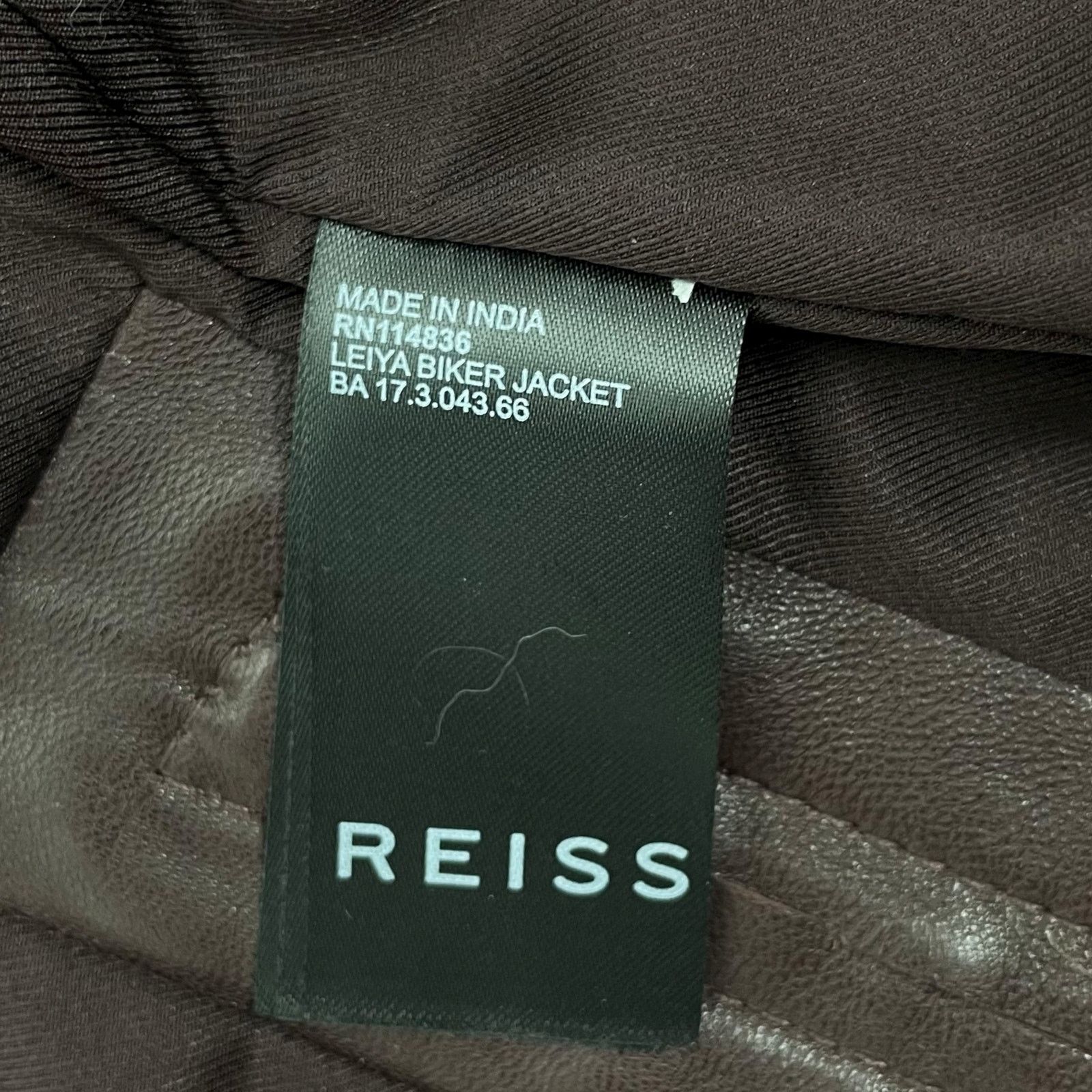Reiss Leiya Lamb Leather Moto Jacket In Berry Red Size 4