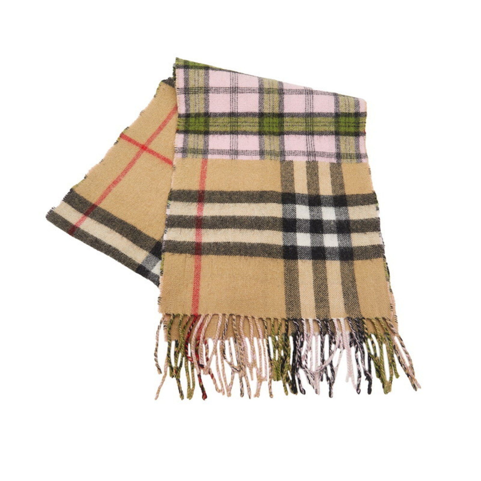image of Burberry Nova Check Scarf Beige Pink Cashmere Women's Burberry