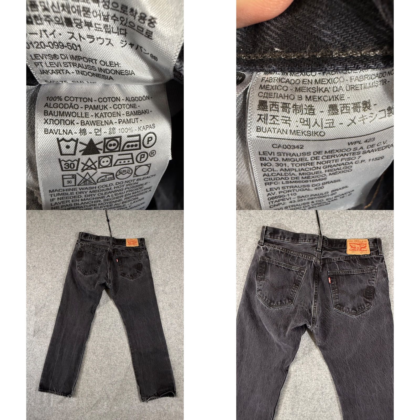 Levi's VINTAGE Levi’s 501 Button Fly Jeans Mens 34x30 Black Denim Faded Weathered Straight Leg City, Streetwear Mens Size US 34 / EU 50 - 8 Thumbnail