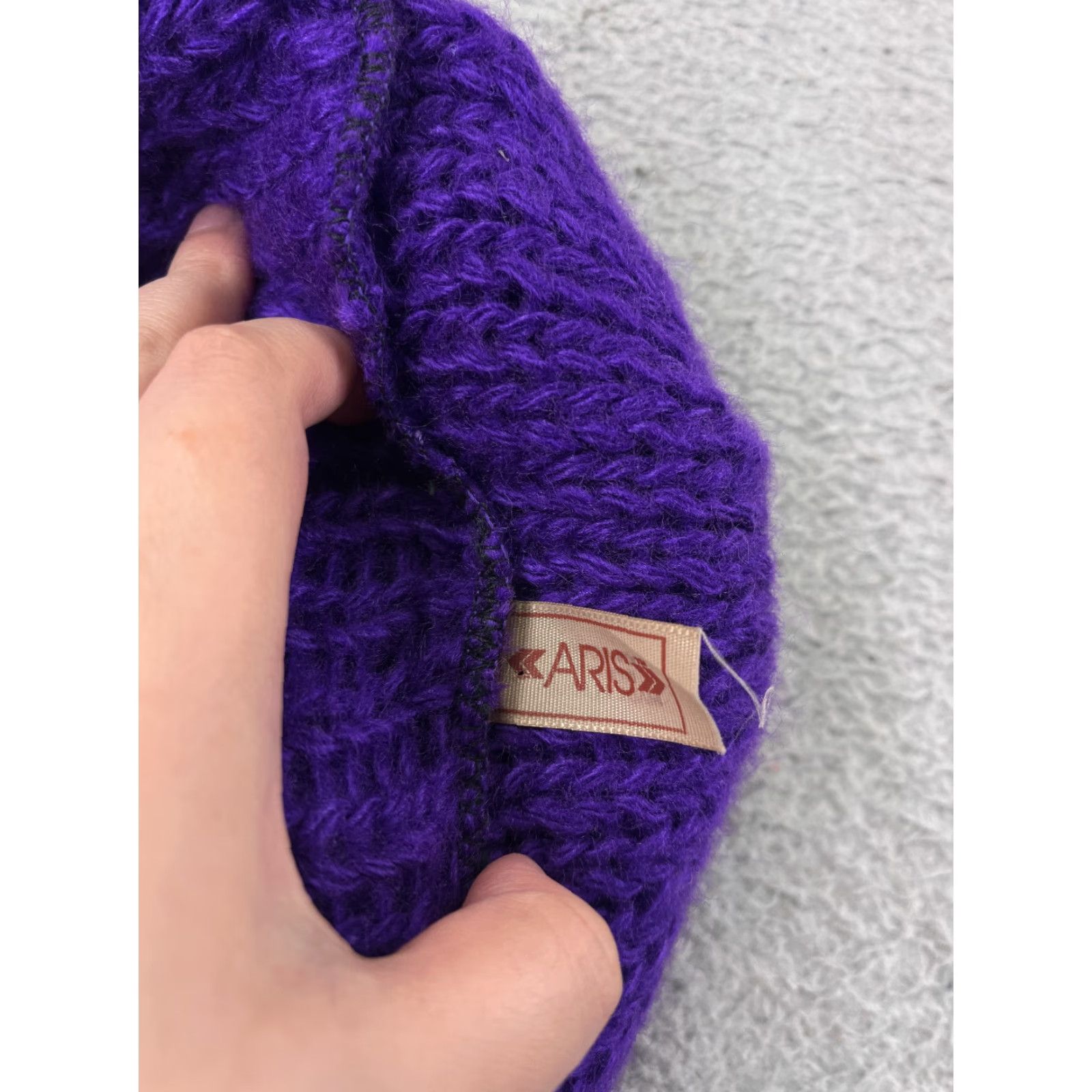 Vintage Aris Beanie Womens One Size Purple Knit 100% Acrylic Made USA Winter Ski Hat/Cap Size ONE SIZE - 5 Thumbnail