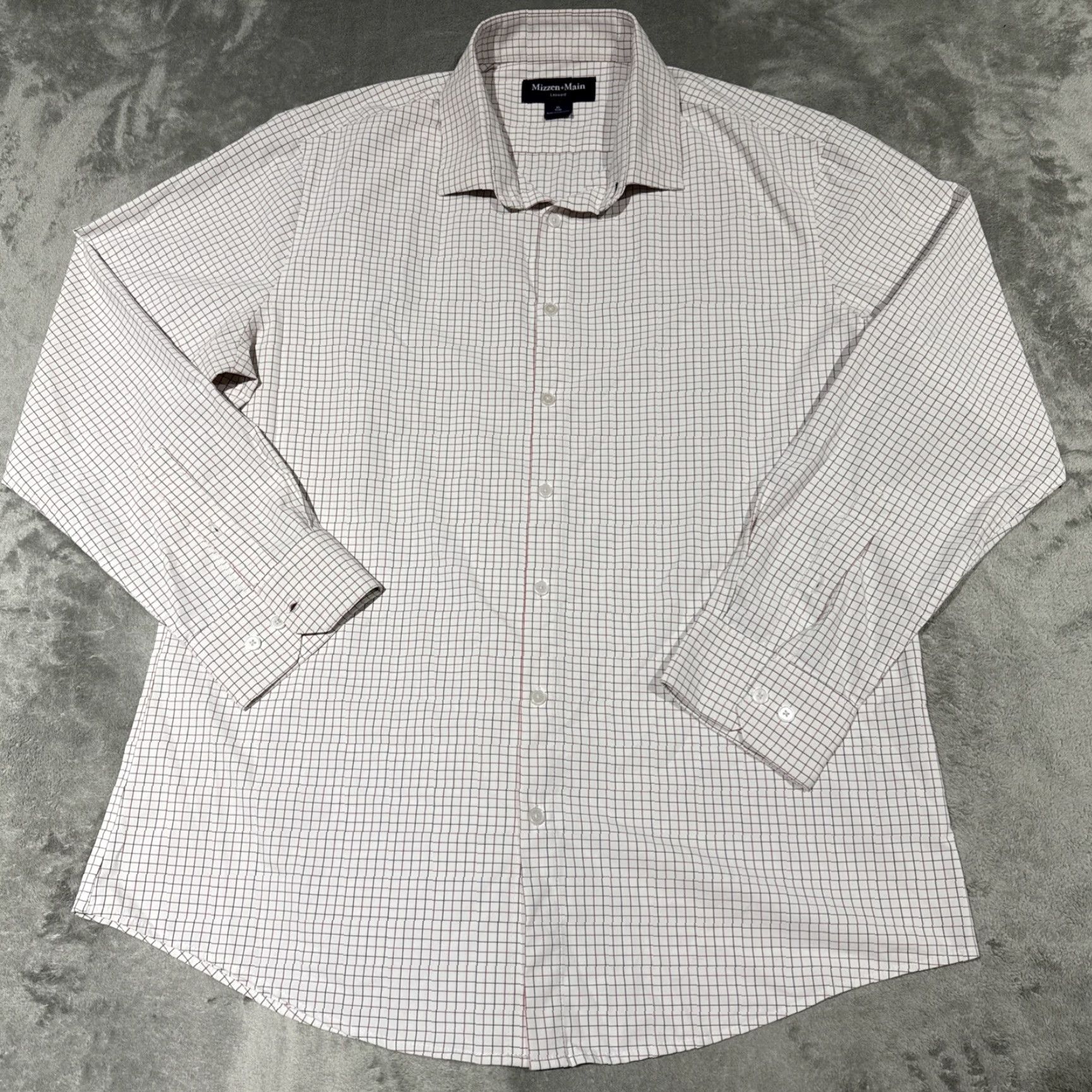 Mizzen+Main Mizzen+Main Shirt Mens XL White Grid Check Leeward Performance Athletic Trim Fit Button-Up Long Sleeve Collared Size US XL / EU 56 / 4 - 2 Thumbnail