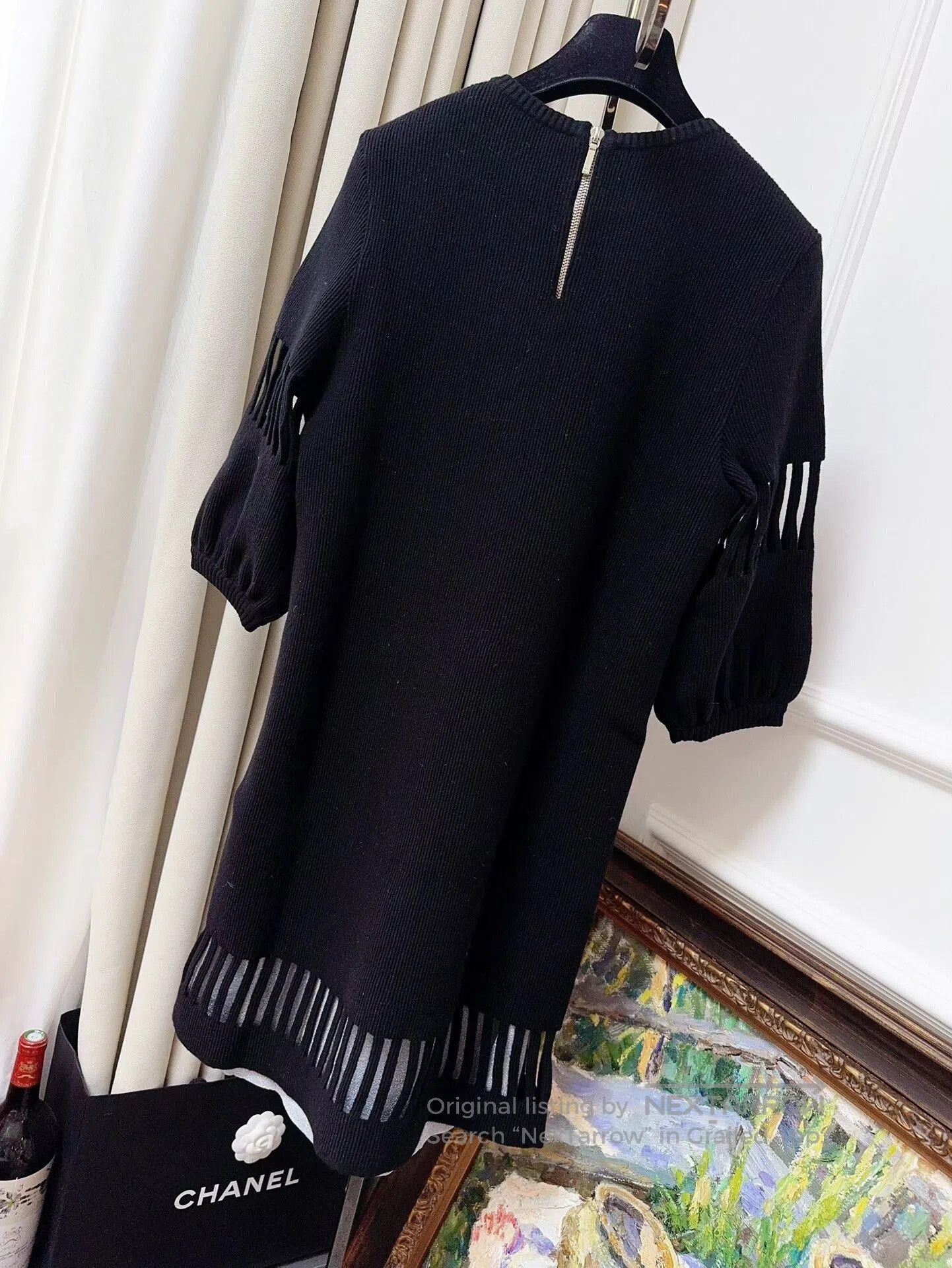 Chanel black lantern sleeve lace dress. Size US M / EU 48-50 / 2 - 2 Thumbnail