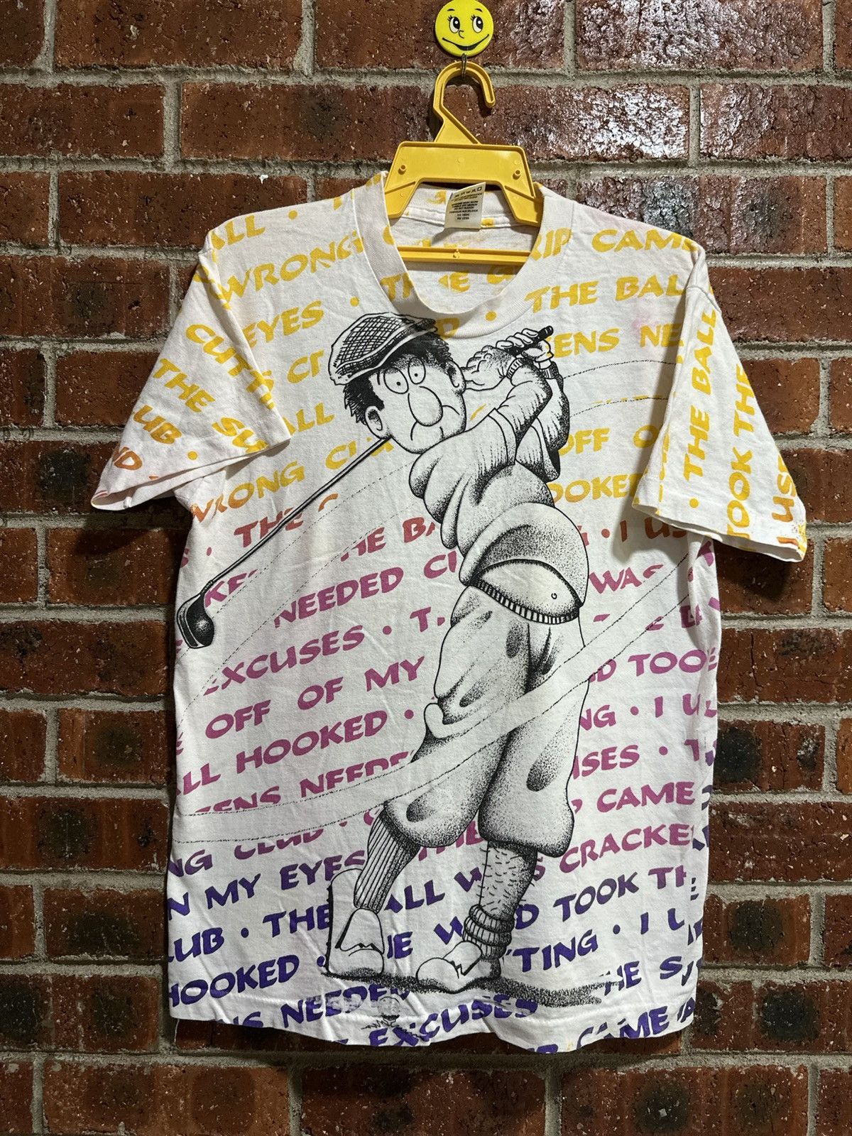 Fruit Of The Loom × Vintage Vintage 90s Golf Excuses Aop Faded Tee Size US L / EU 52-54 / 3 - 1 Thumbnail