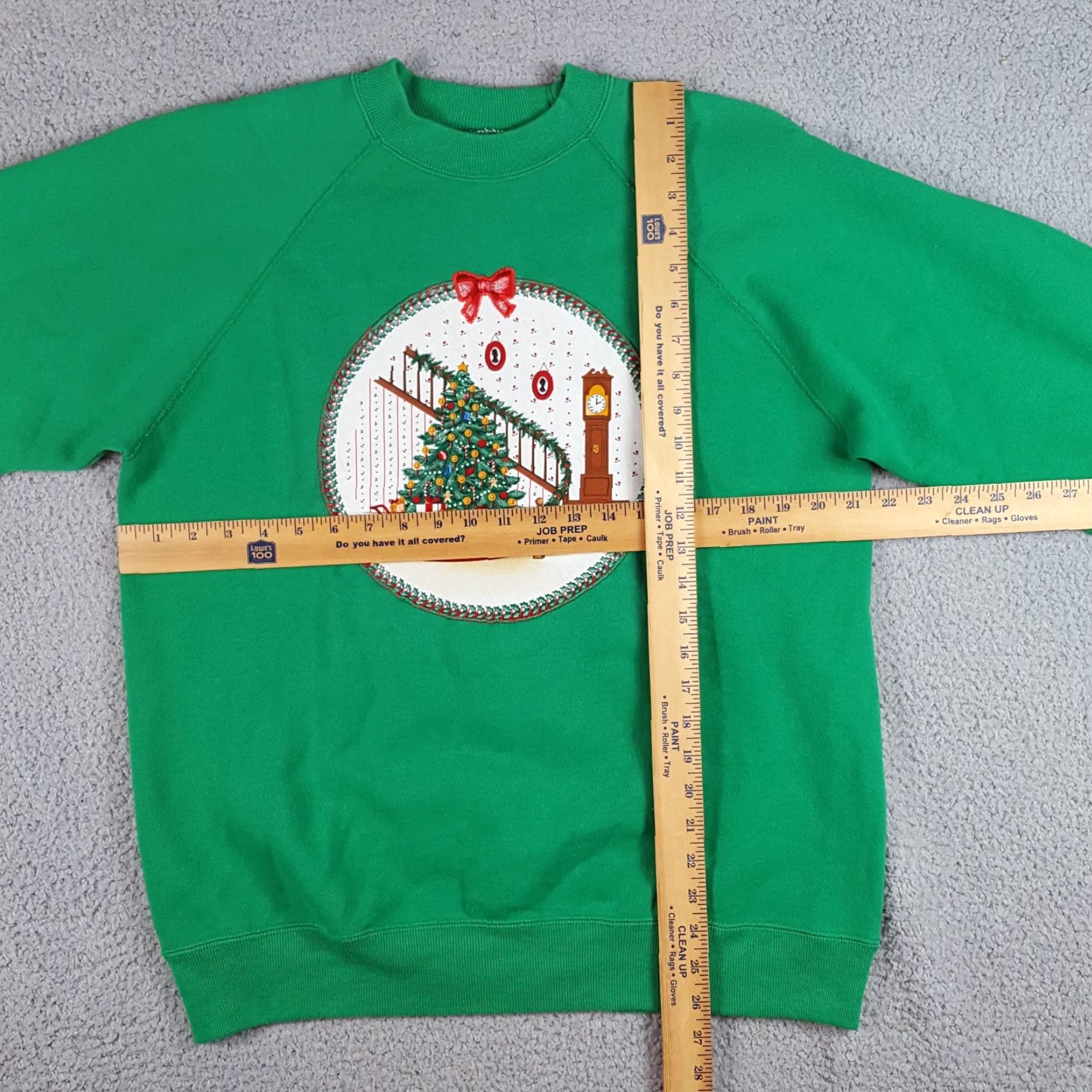 Hanes Vintage 80s Christmas Tree Clock Sz L Pullover Crewneck Sweatshirt Ugly Sweater Hanes Mens Regular Green Cotton Polyester Cotton Blend Size US L / EU 52-54 / 3 - 8 Thumbnail