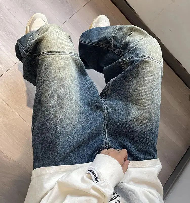 Japanese Brand Retro straight leg loose washed jeans Size US 32 / EU 48 - 5 Thumbnail