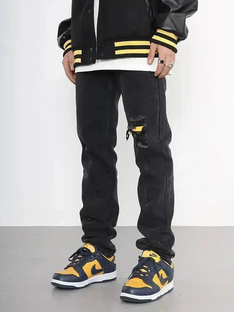 Japanese Brand Straight leg distressed jeans Size US 32 / EU 48 - 5 Thumbnail