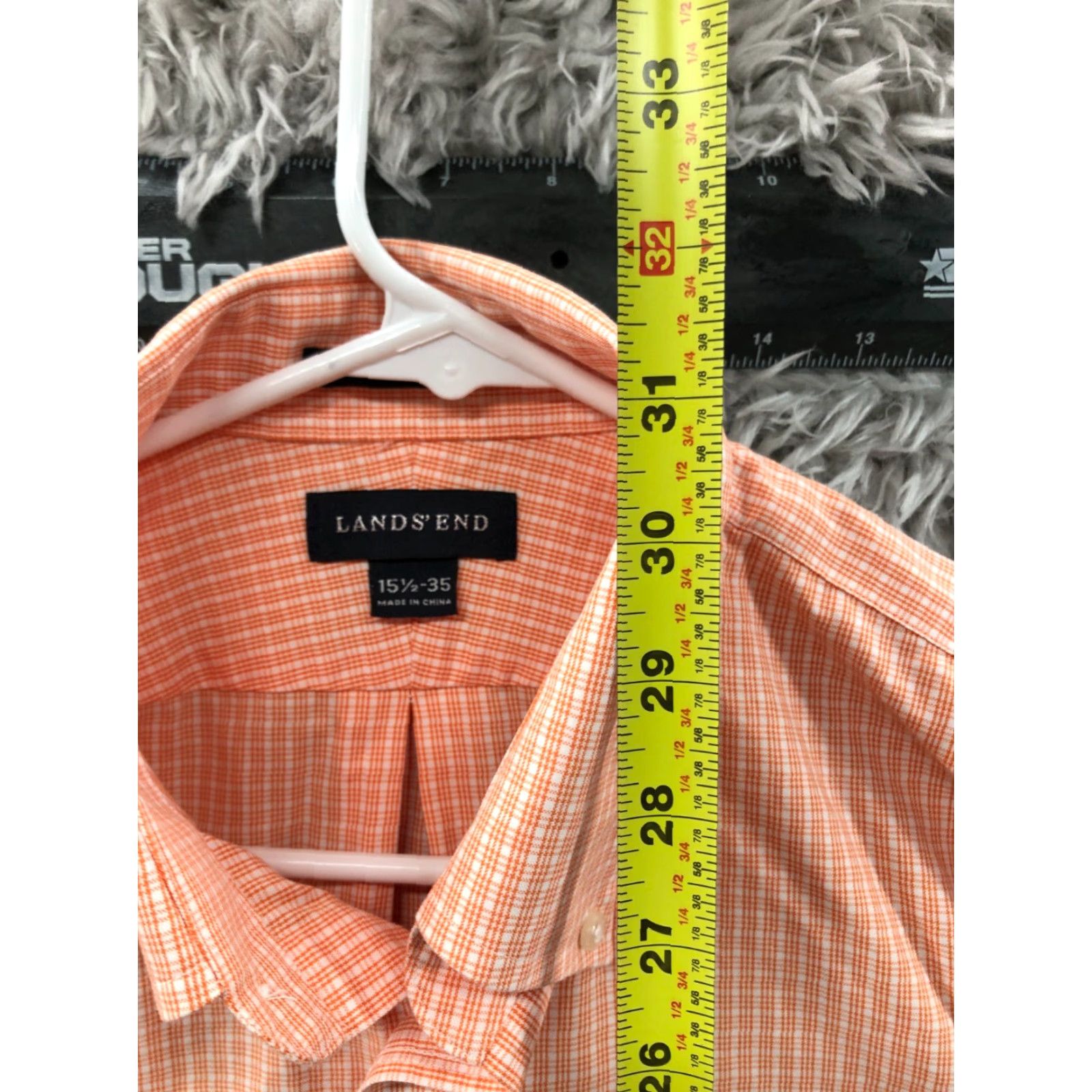 Lands' End Lands' End Shirt Mens 15.5 Orange Plaid Button-Down Long Sleeve Collar Vintage No Size US L / EU 52-54 / 3 - 5 Thumbnail