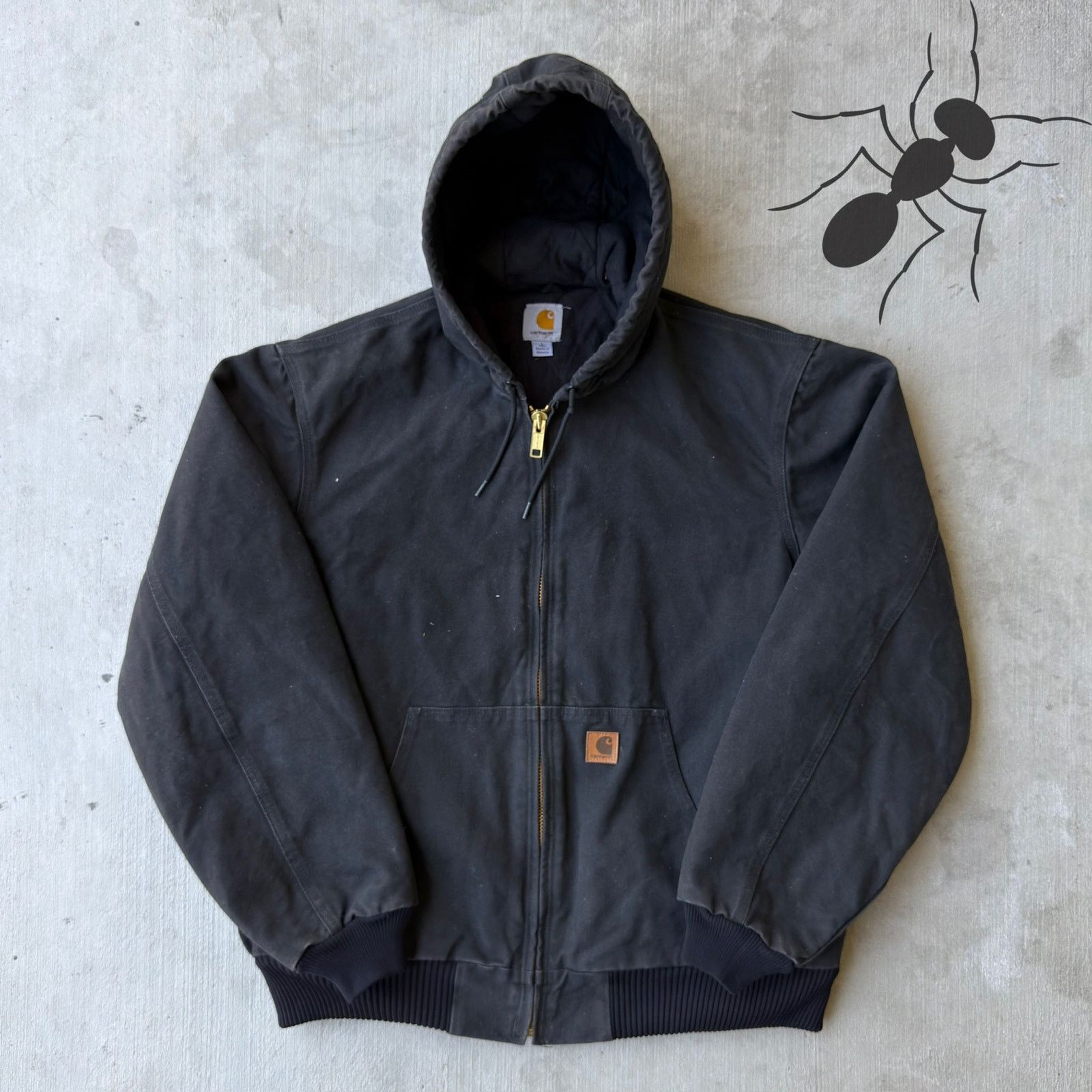 Carhartt × Vintage Carhartt J130 BLK black hooded work wear jacket Size US L / EU 52-54 / 3 - 1 Thumbnail