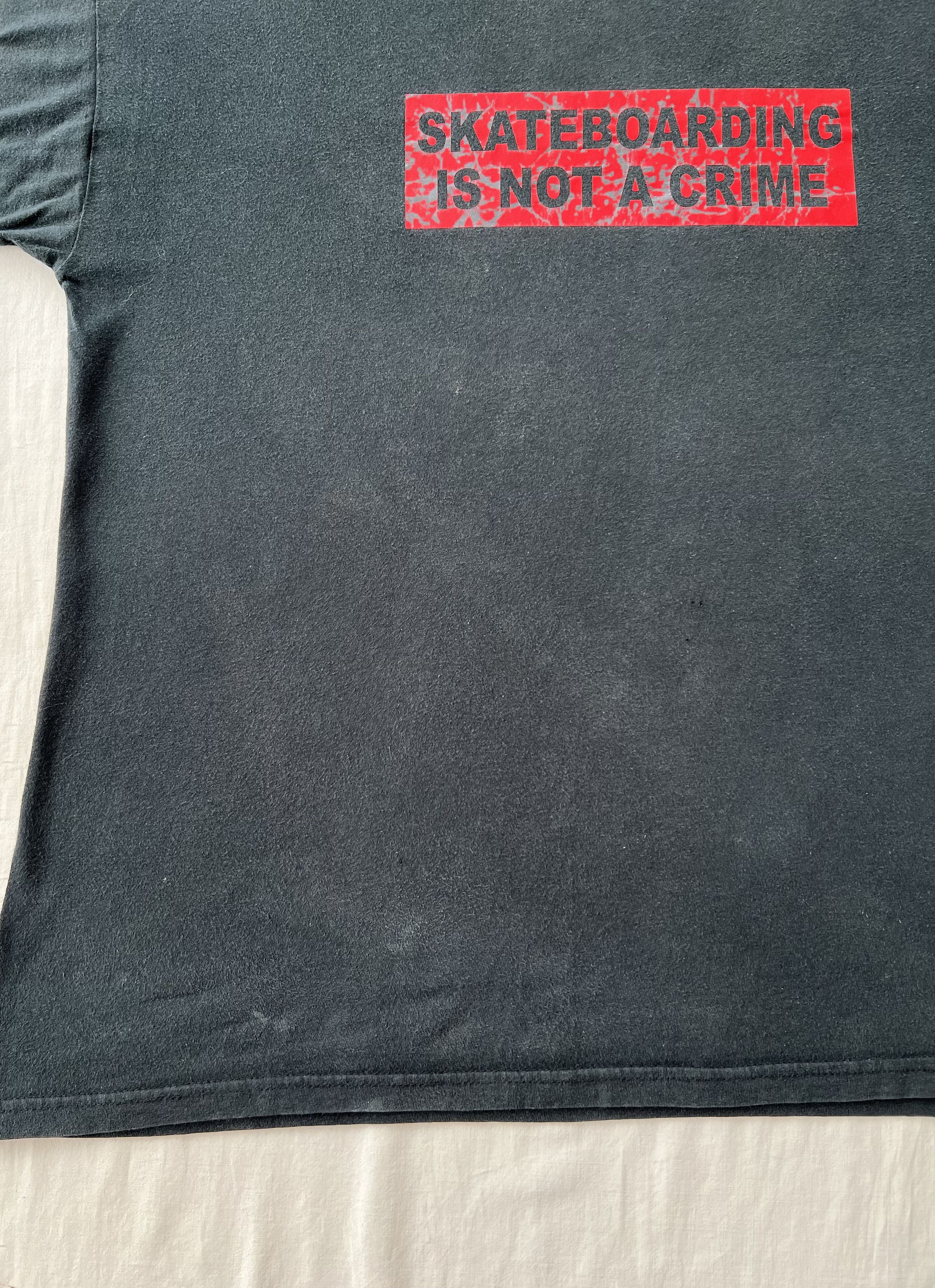 Vintage Vintage 90s Skateboarding is Not a Crime Black T-shirt Size US XL / EU 56 / 4 - 11 Thumbnail