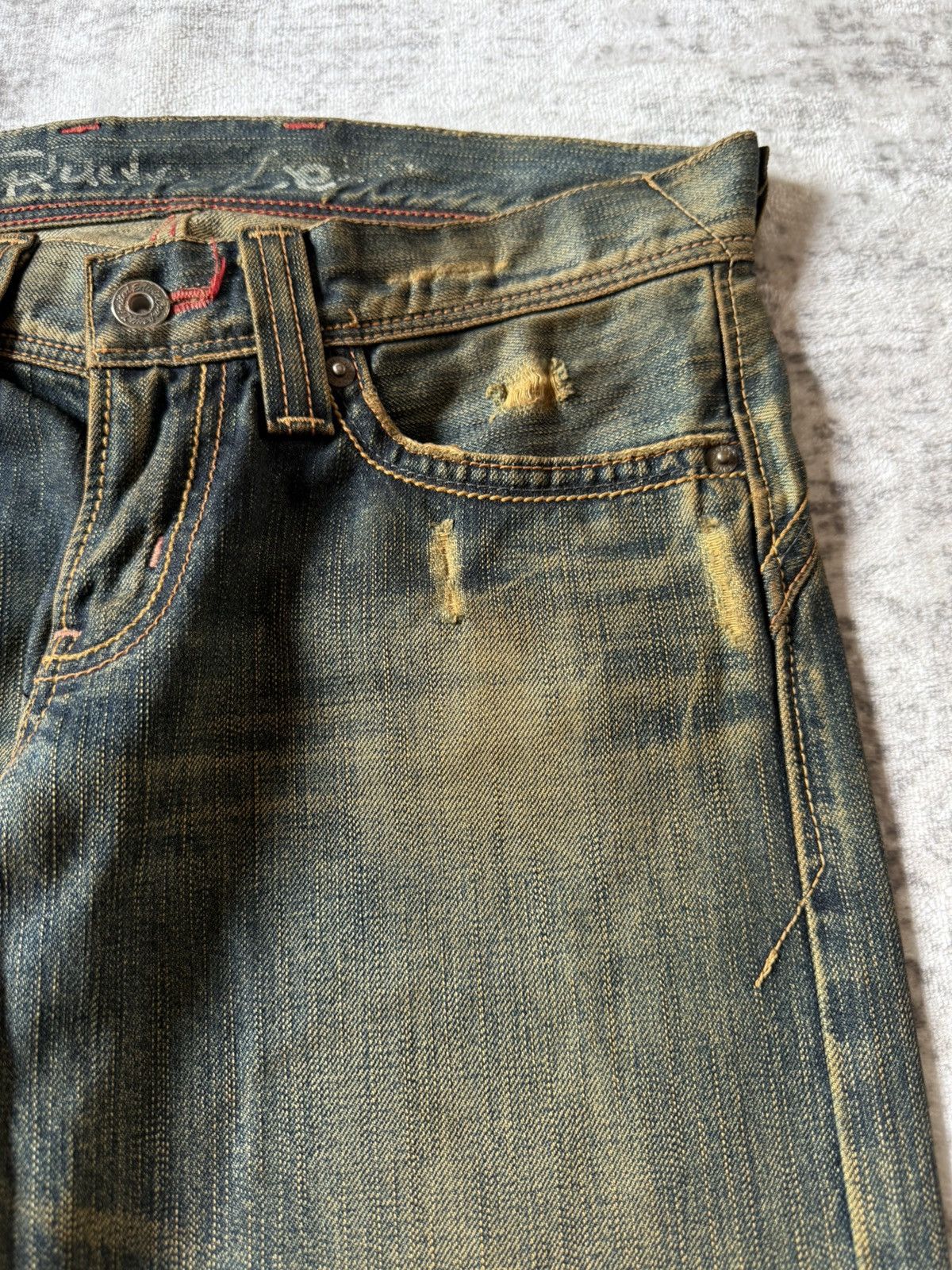 2000s Edwin V-Cut Mudwashed Flare Denim Archive