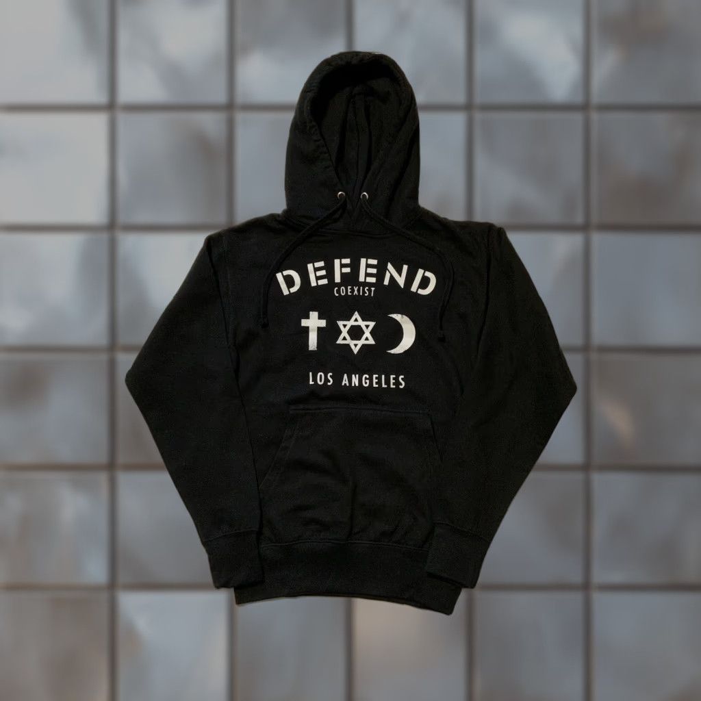 Vintage VINTAGE Defend Paris Coexist Los Angeles Black Fleece Graphic Pullover Hoodie XS Men Size US XS / EU 42 / 0 - 1 Thumbnail
