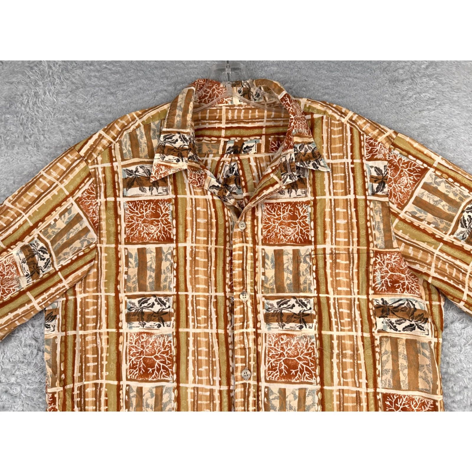 Tori Richard VINTAGE Tori Richard Shirt Men Beige Floral Tile Button-Up Cotton Hawaiian 80s Size US M / EU 48-50 / 2 - 4 Thumbnail