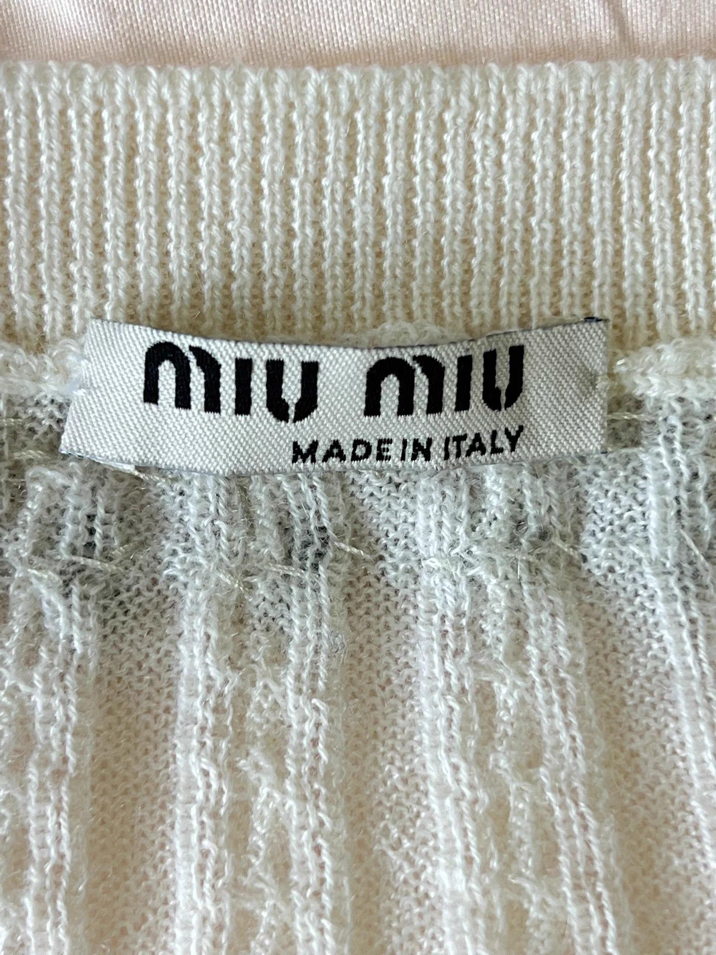 Miu Miu Miu Miu White Crewneck Short Knit Cardigan FR38 Size XS / US 0-2 / IT 36-38 - 5 Thumbnail