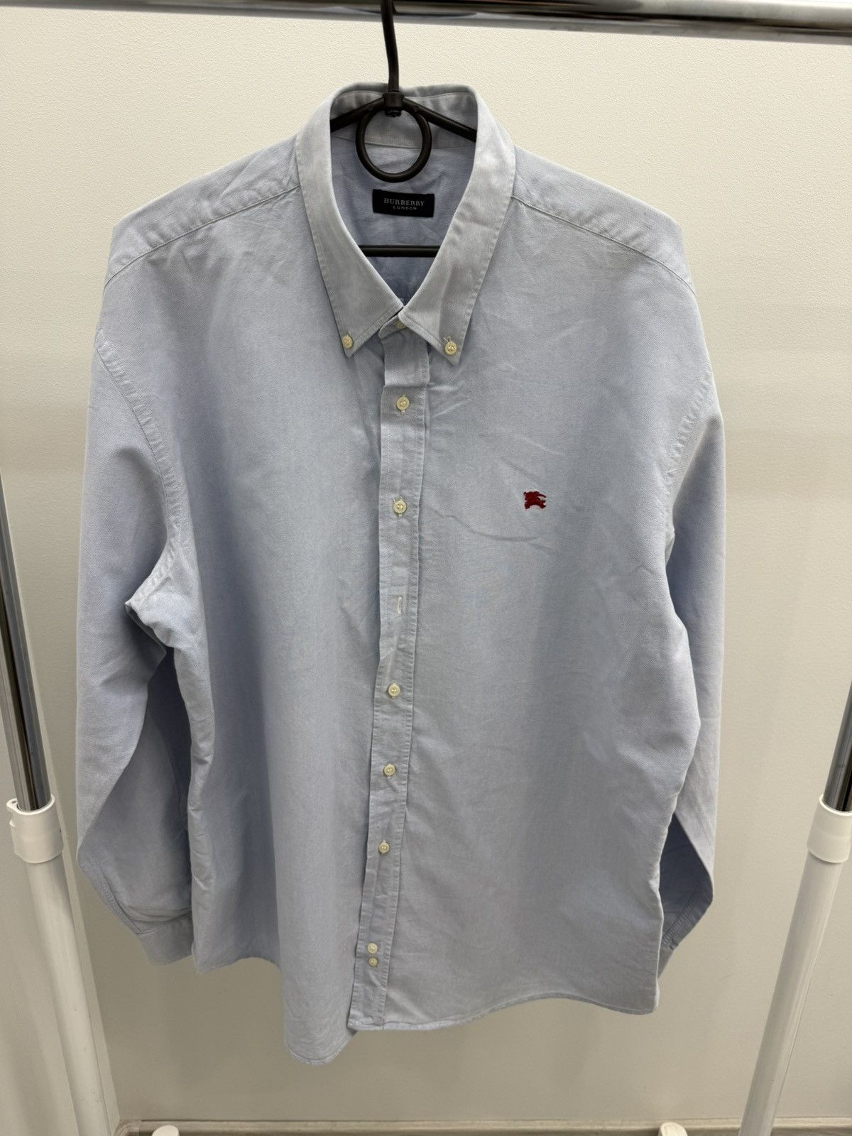 Burberry London England Logo Embroidered Cotton Oxford Shirt