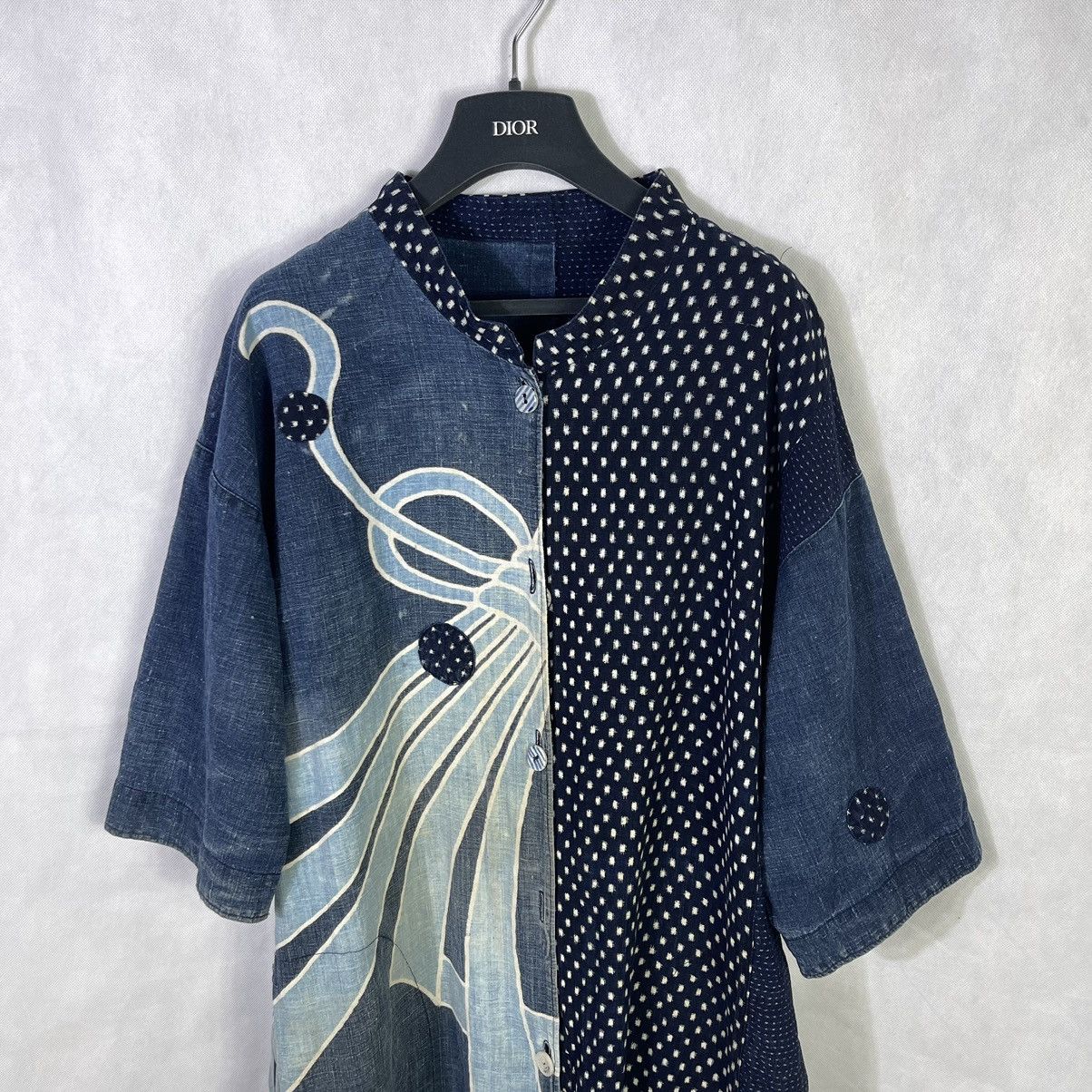 Japanese Brand Vintage Japanese Motif Indigo Boro Long Noragi Jacket Size US L / EU 52-54 / 3 - 4 Thumbnail