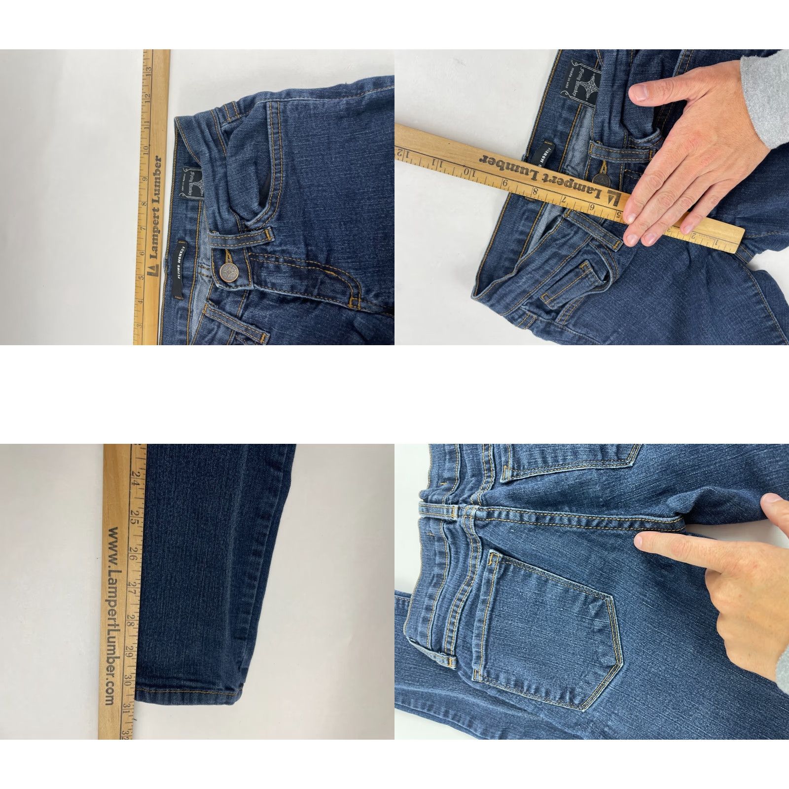 Vintage Flying Monkey Jeans Women's Size 0 Blue Denim Low Rise Pants Stretch Cargo Pocket Straight Modern 31 In Womens Size 25" / US 0 / IT 36 - 8 Thumbnail