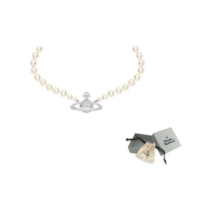 Vivienne Westwood Pearl Bas Relief Choker Necklace 0079