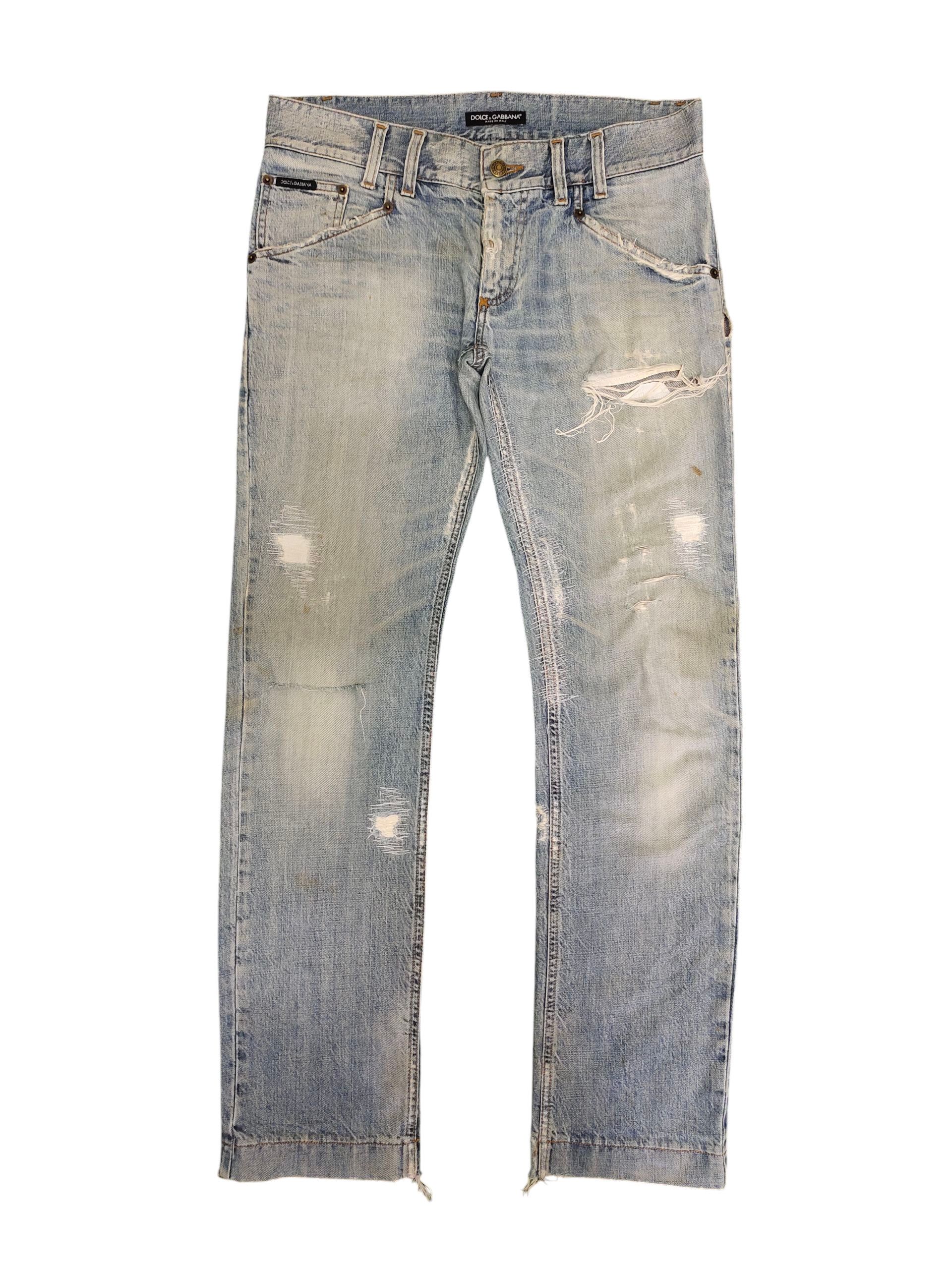 Vintage 90s Dolce & Gabbana Clawmark Distress Denim Jeans