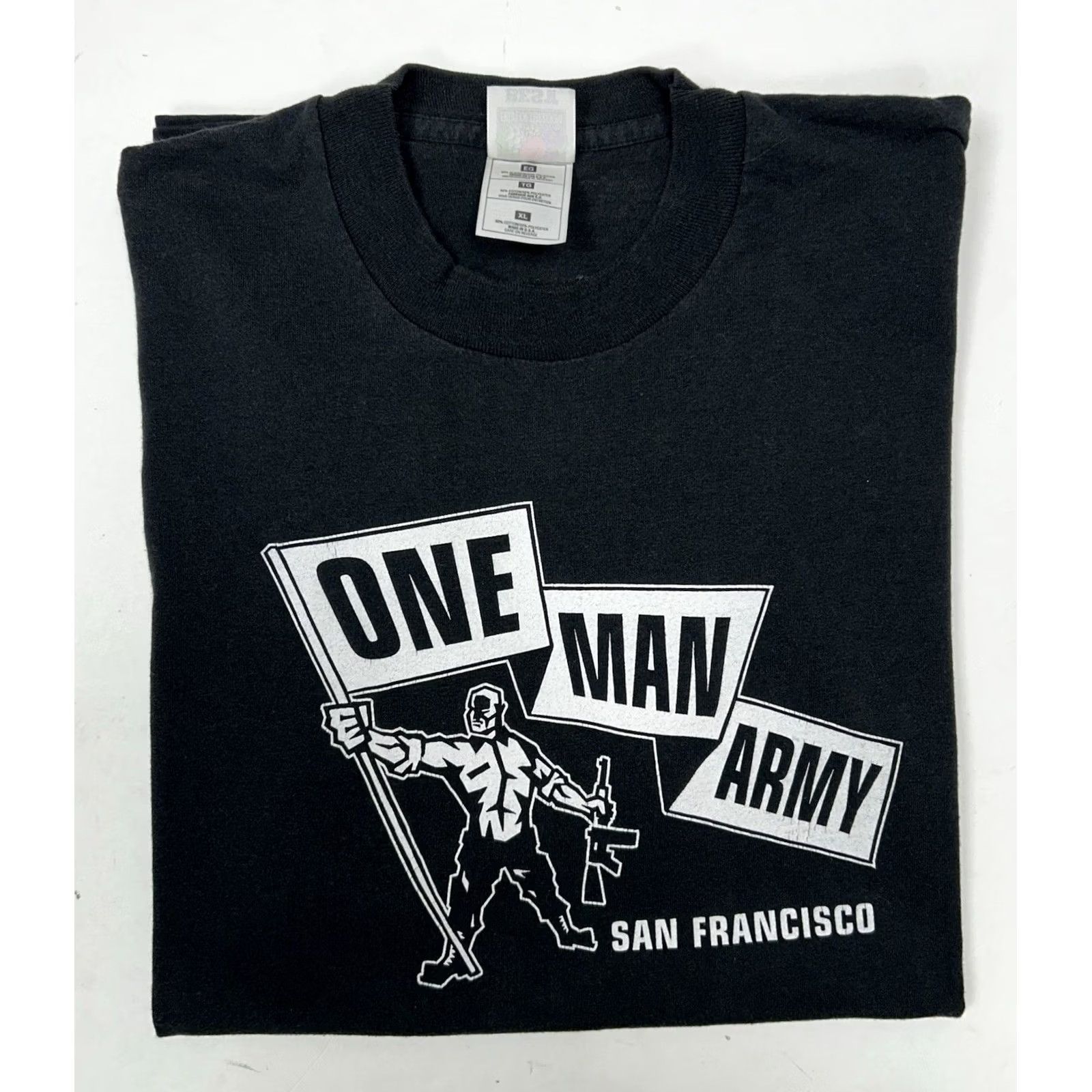 Vintage VINTAGE One Man Army T-Shirt Unisex Adults XL Black Crew Neck Short Sleeve San Francisco Adeline Records Green Day 90s Punk Rock Fan Tee Size US XL / EU 56 / 4 - 3 Thumbnail