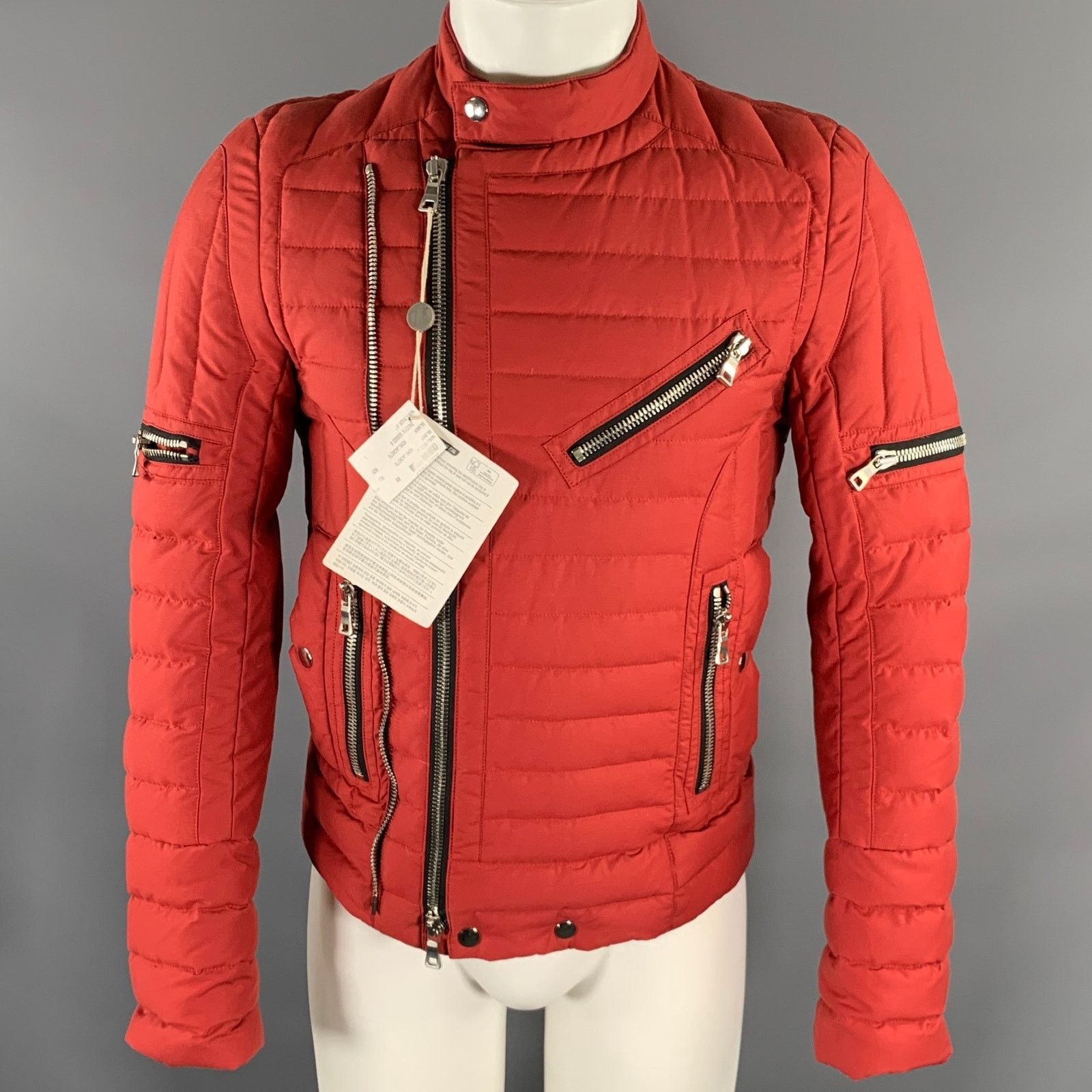 Balmain BALMAIN Size S Red Brick Cotton Polyamide Quilted Jacket Size US S / EU 44-46 / 1 - 1 Thumbnail