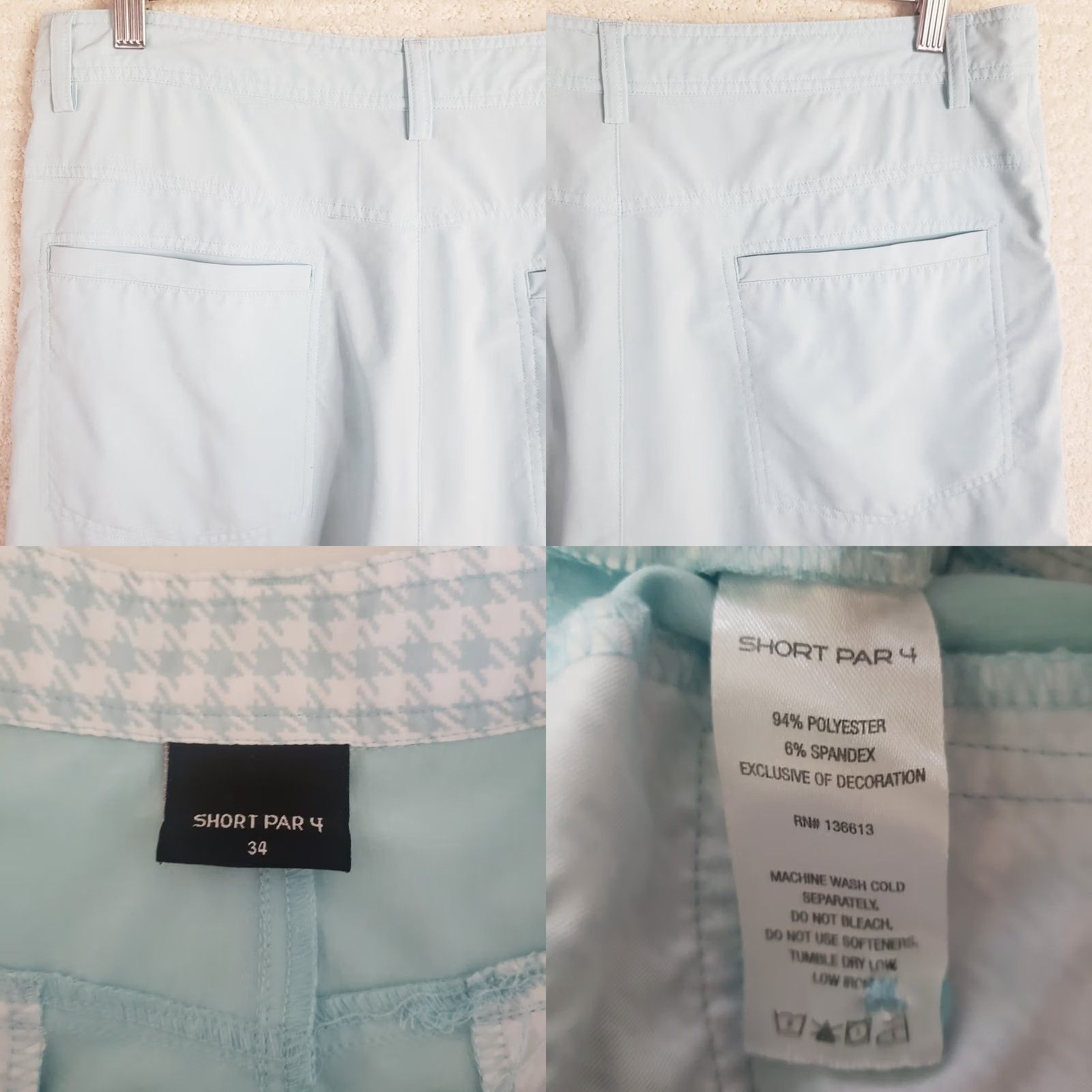Vintage Short Par 4 Shorts Men 34 Light Blue 10" Inseam Golf Performance Stretch Chino Athletic Flat Front Mid Rise Size US 34 / EU 50 - 8 Thumbnail