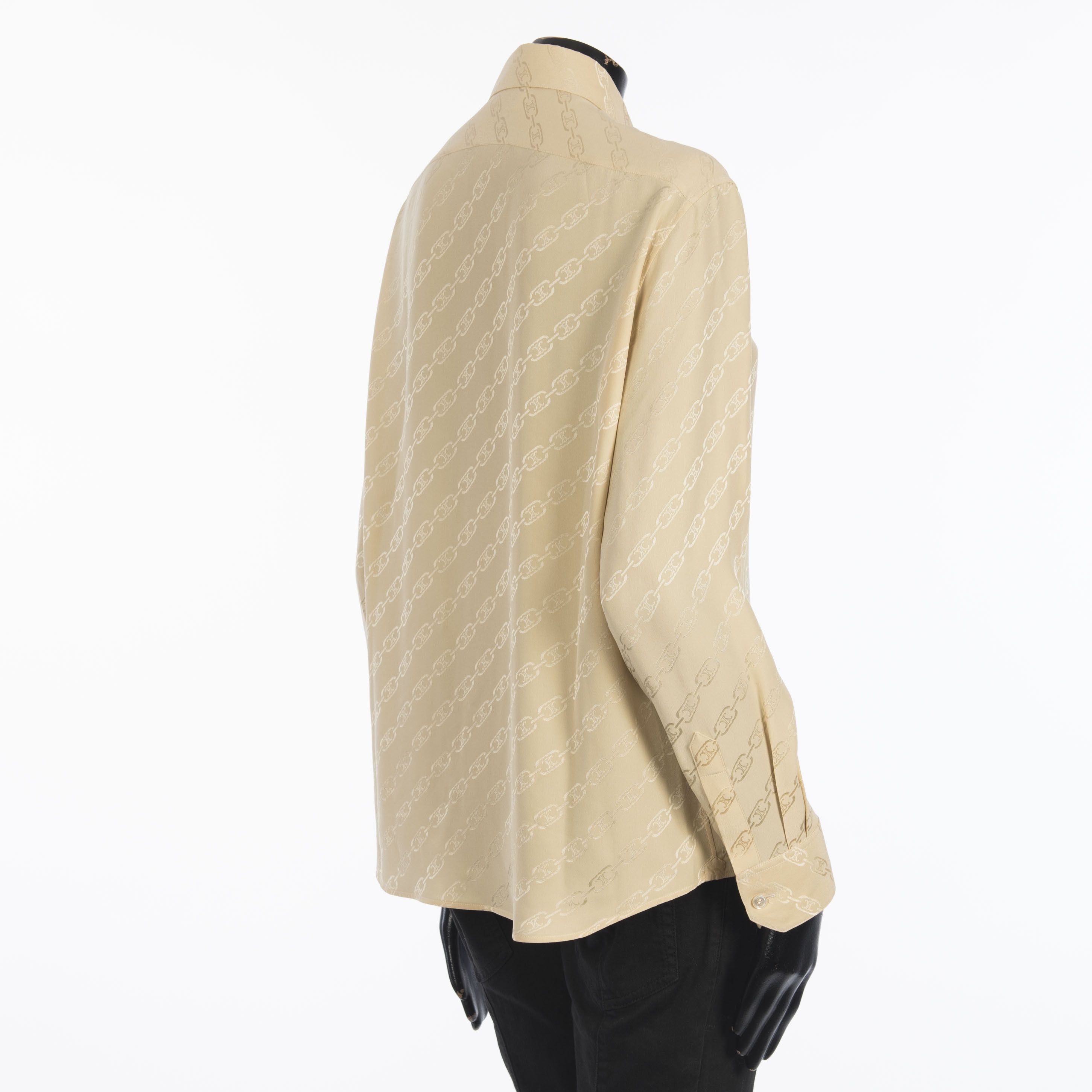 Celine Blouse In Beige Silk " Triomphe Chain" Jacquard Size M / US 6-8 / IT 42-44 - 6 Thumbnail
