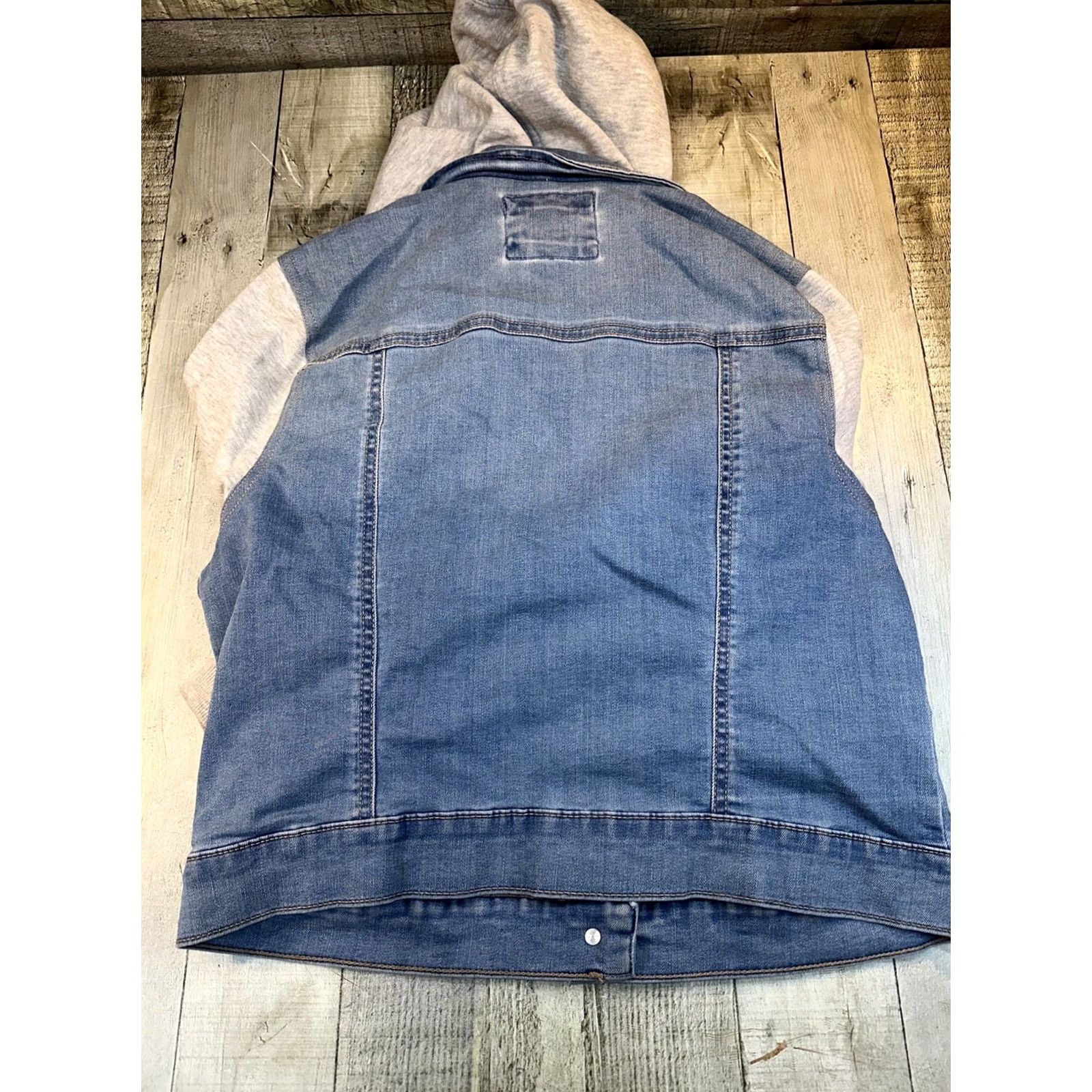 Denime Wax Jeans Hoodie Denim Jacket Women's Juniors Large Dark Denim Waxed Denim Jacket Hoodie Women's Large Dark Denim Wax Jeans Size L / US 10 / IT 46 - 7 Thumbnail