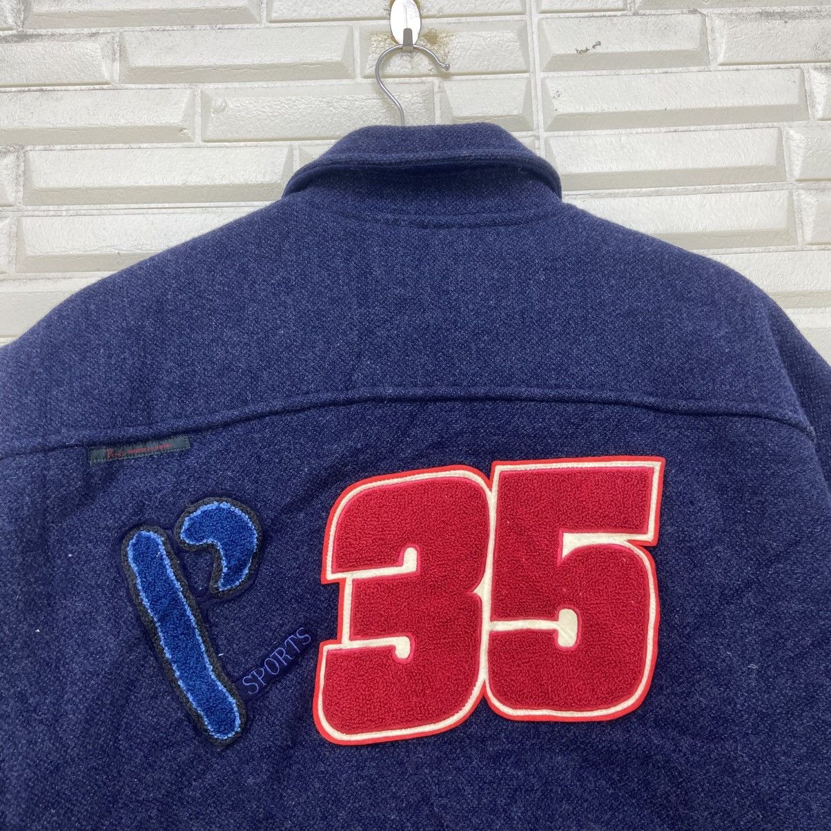 Japanese Brand Vintage 80s Papas Sport 35 Big Logo Sheepskin Sleeve Varsity Size US L / EU 52-54 / 3 - 3 Thumbnail