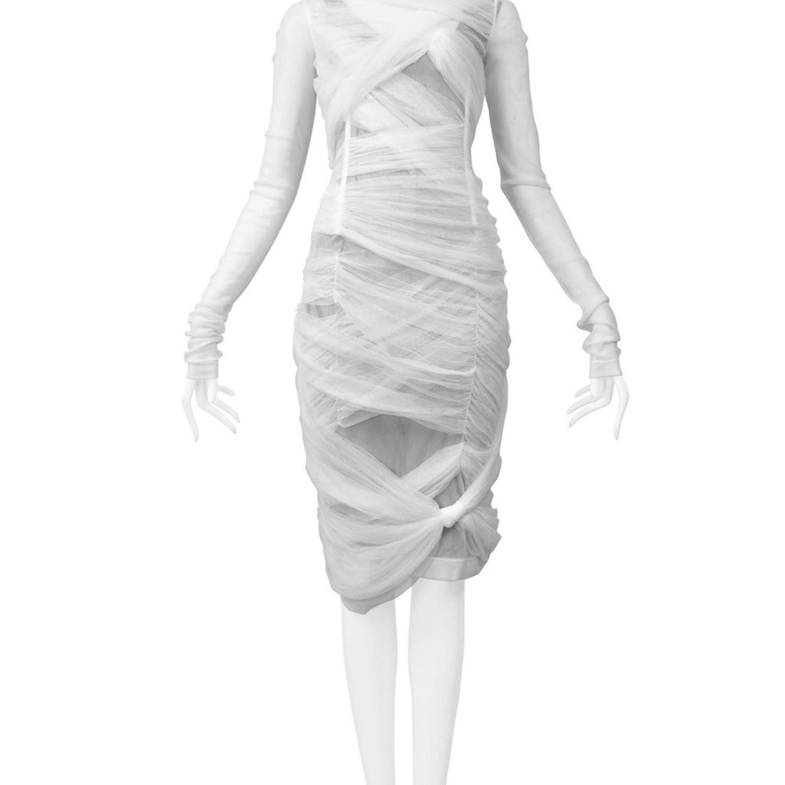 Dolce & Gabbana RARE Dolce & Gabbana Archival Mummy White Layered Mesh Dress Size XS / US 0-2 / IT 36-38 - 7 Thumbnail