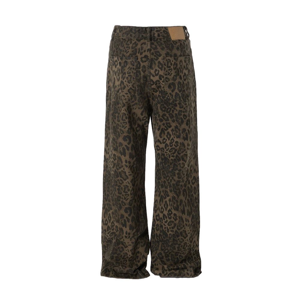 Vintage Men's vintage washed distressed loose wide-leg leopard jeans Size US 32 / EU 48 - 2 Thumbnail
