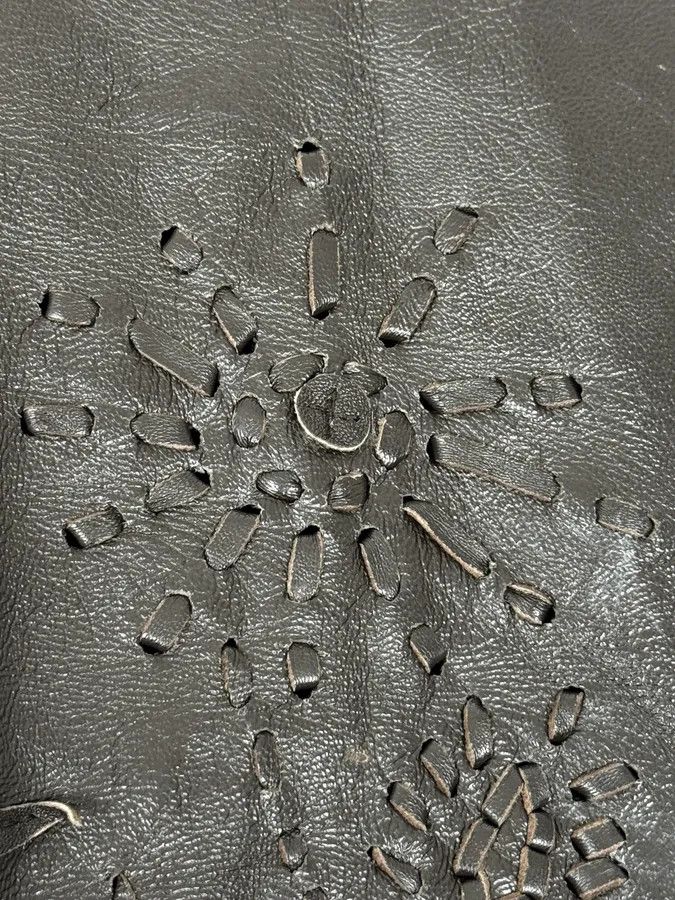 Moschino 2000s Moschino Brown Flowers Embroidery Leather Jacket Size S / US 4 / IT 40 - 9 Thumbnail