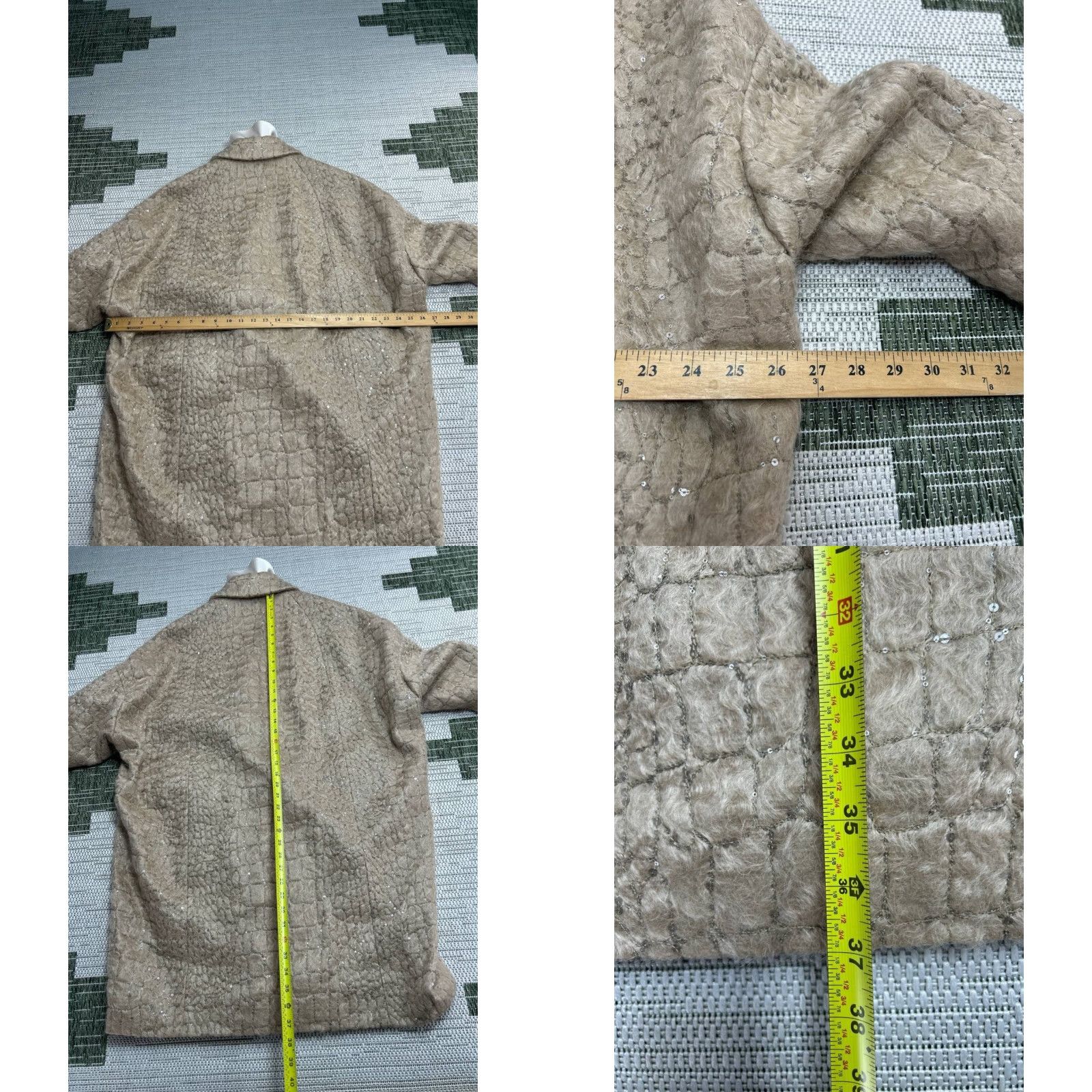 Brunello Cucinelli Brunello Cucinelli Wool Alpaca Croc Jacquard Coat Womens 38 Beige New Size XS / US 0-2 / IT 36-38 - 10 Thumbnail
