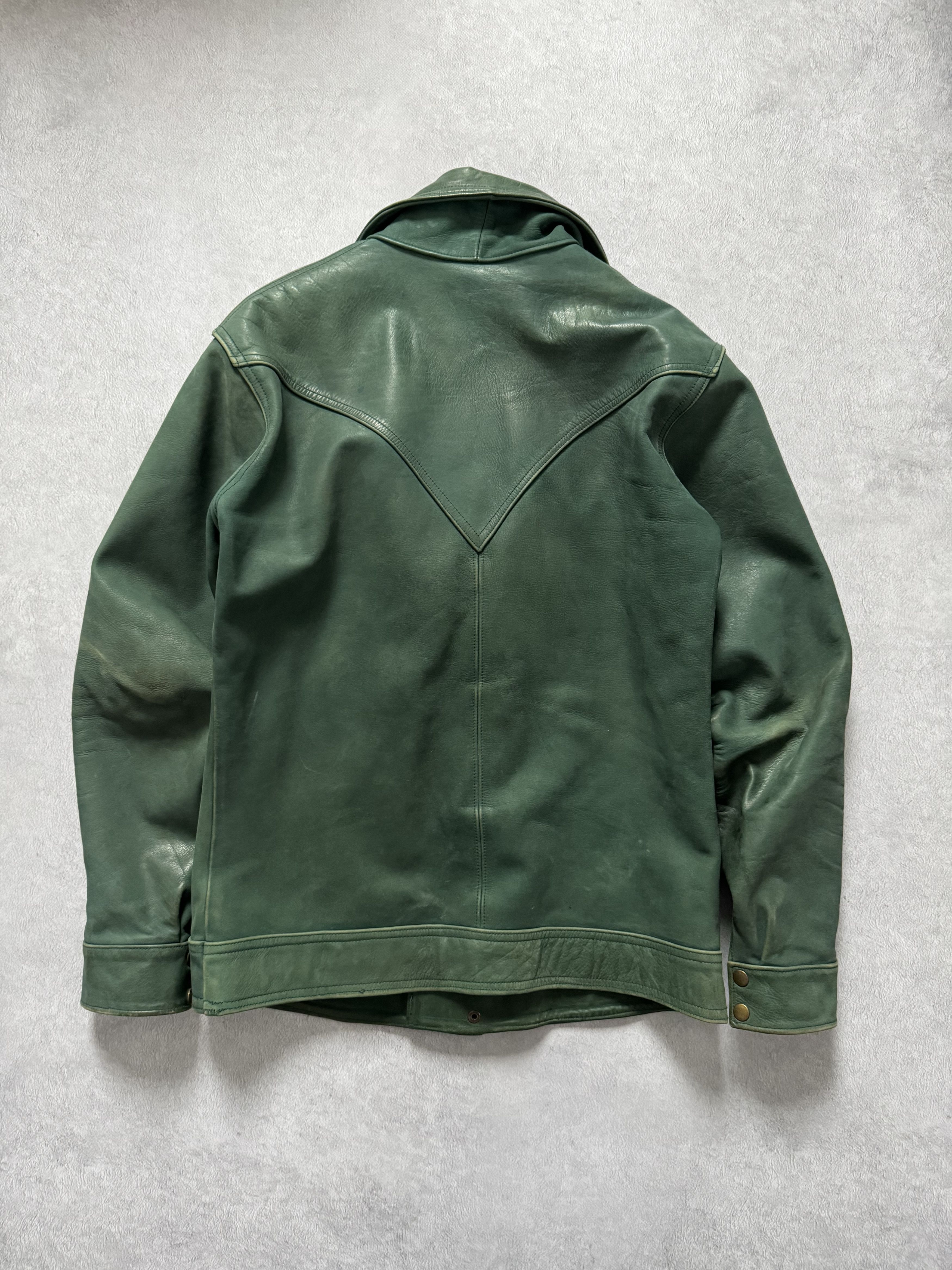 Vintage Vintage Green Bull Leather Asymmetric Biker Jacket Size US M / EU 48-50 / 2 - 2 Thumbnail
