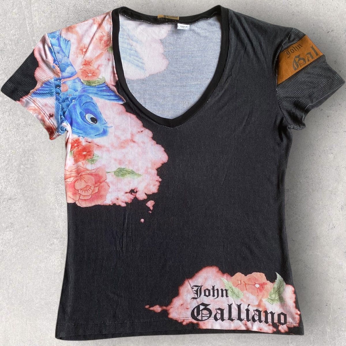John Galliano × Vintage Rare Koi Fish Silk Blend Micro Ribbed T Shirt Size US M / EU 48-50 / 2 - 1 Thumbnail