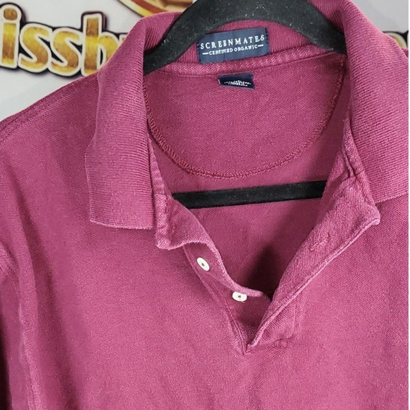 Vintage Vintage Men Screenmates Wine Red Short Sleeve Polo Shirt XL Size US XL / EU 56 / 4 - 4 Thumbnail