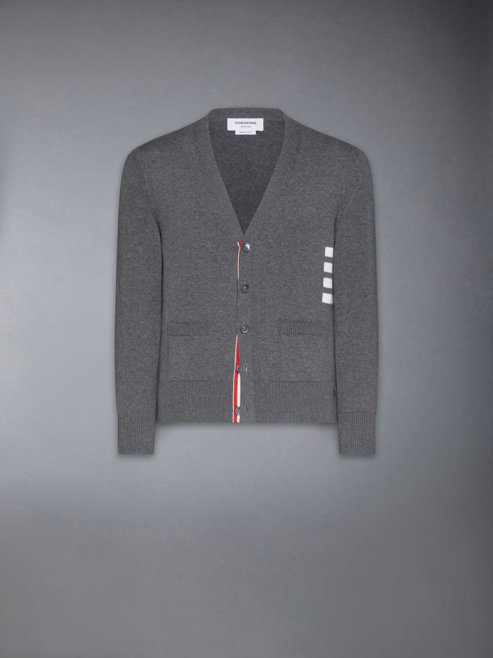 Thom Browne o1s22i1n1124 4-Bar Cotton Cardigan in Grey Size US M / EU 48-50 / 2 - 1 Thumbnail