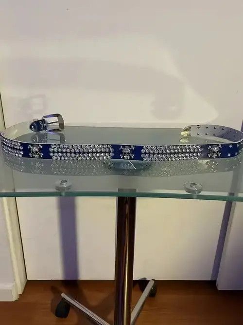 Briselblack Y2K Rhinestone Skull Belt (blue) Size 32 - 1 Thumbnail