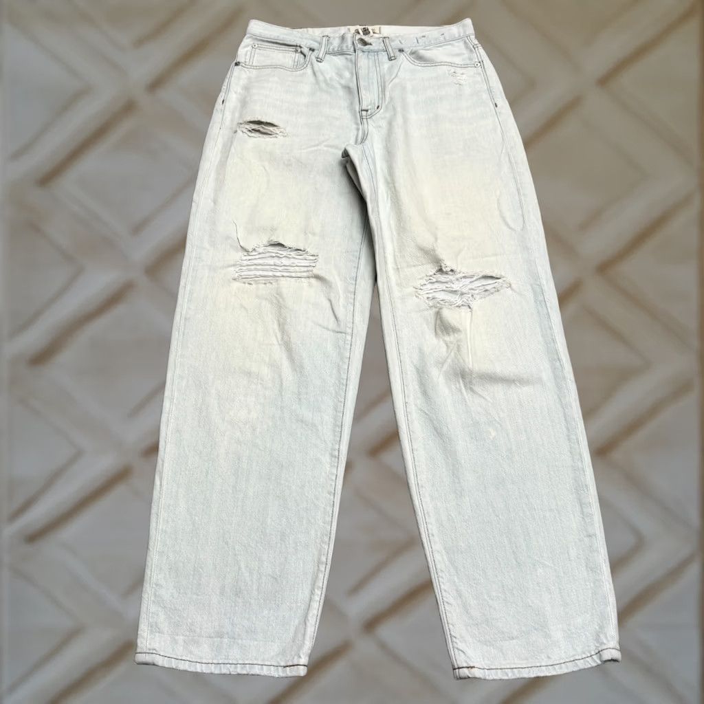 Madewell Madewell Jeans Womens 27 Blue The Slouchy Boyjean Distressed Denim Acid Light Wash Size 27" / US 4 / IT 40 - 1 Thumbnail