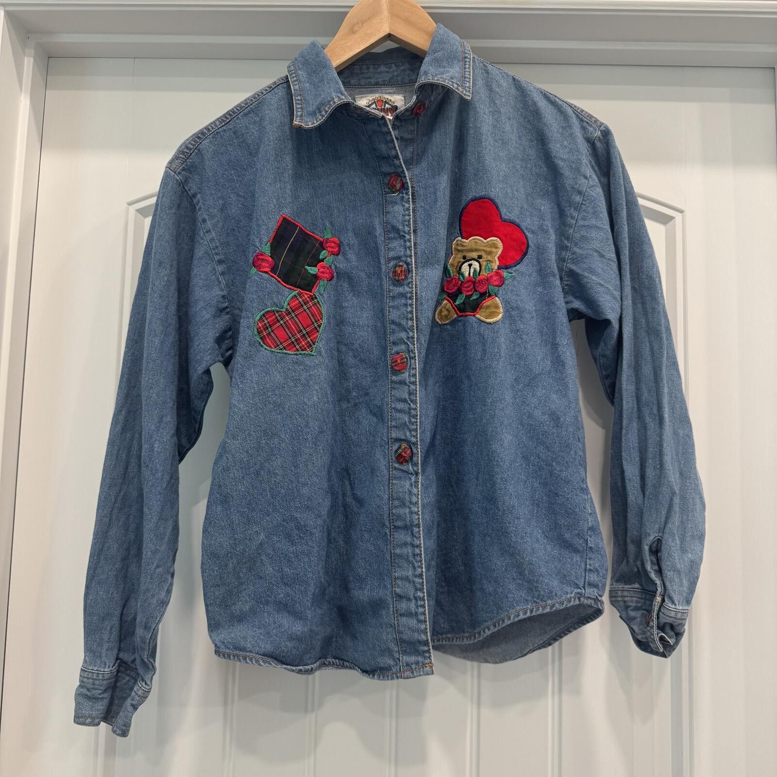 Unknown London Vintage Girls 12-14 Embroidered Denim Top Size ONE SIZE - 1 Thumbnail