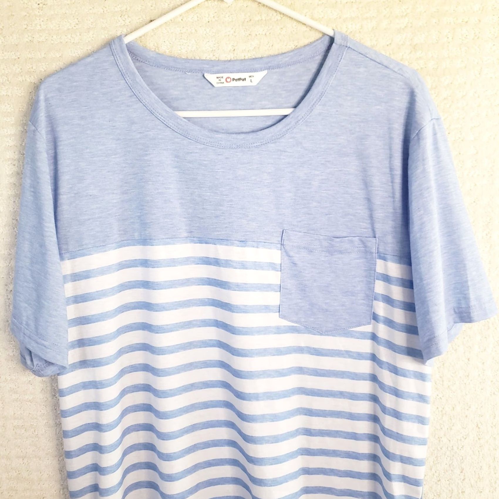 Vintage Pat Pat Pocket T-Shirt Mens Large Blue Striped Cotton Tee Short Sleeve Size US L / EU 52-54 / 3 - 2 Thumbnail