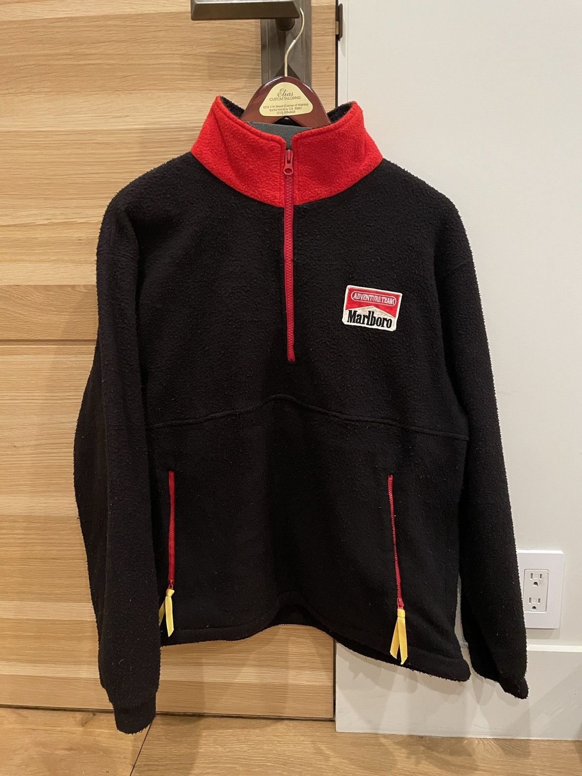 image of Vintage Adveture Team Marlboro Fleece Sweater in Black/Red, Men's (Size Medium)