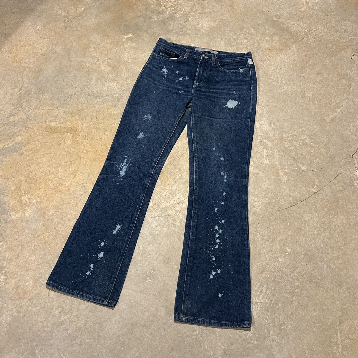 Versace × Versace Jeans Couture × Vintage Vintage Versace Jeans Couture Bleach Splatter Bootcut Jeans Size US 32 / EU 48 - 2 Thumbnail