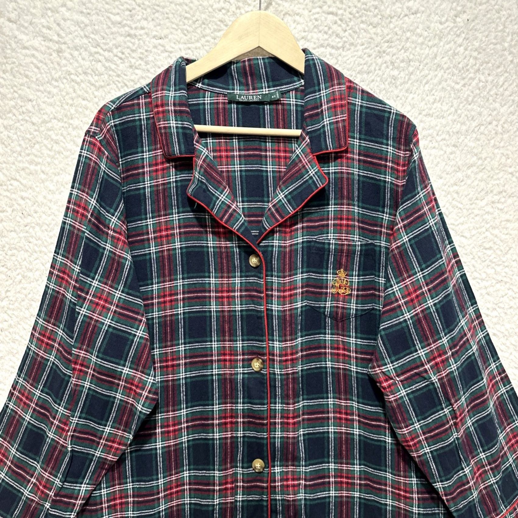 Ralph Lauren Lauren Ralph Lauren Women's Pajama Long Sleeve Shirt 2X Flannel Plaid NWT Size XXL / US 16-18 / IT 52-54 - 4 Thumbnail