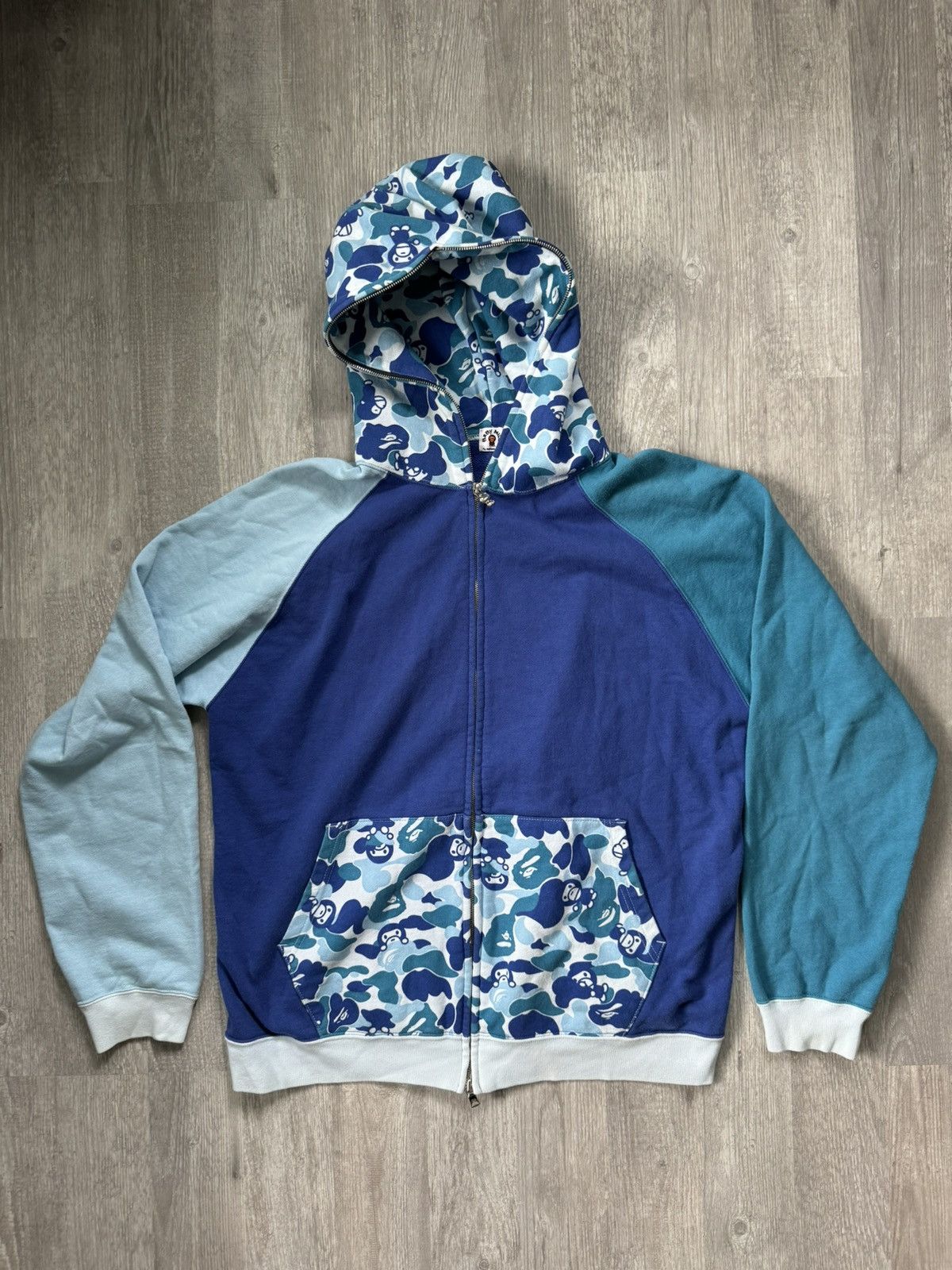 Bape Abc Blue Hoodie Grailed