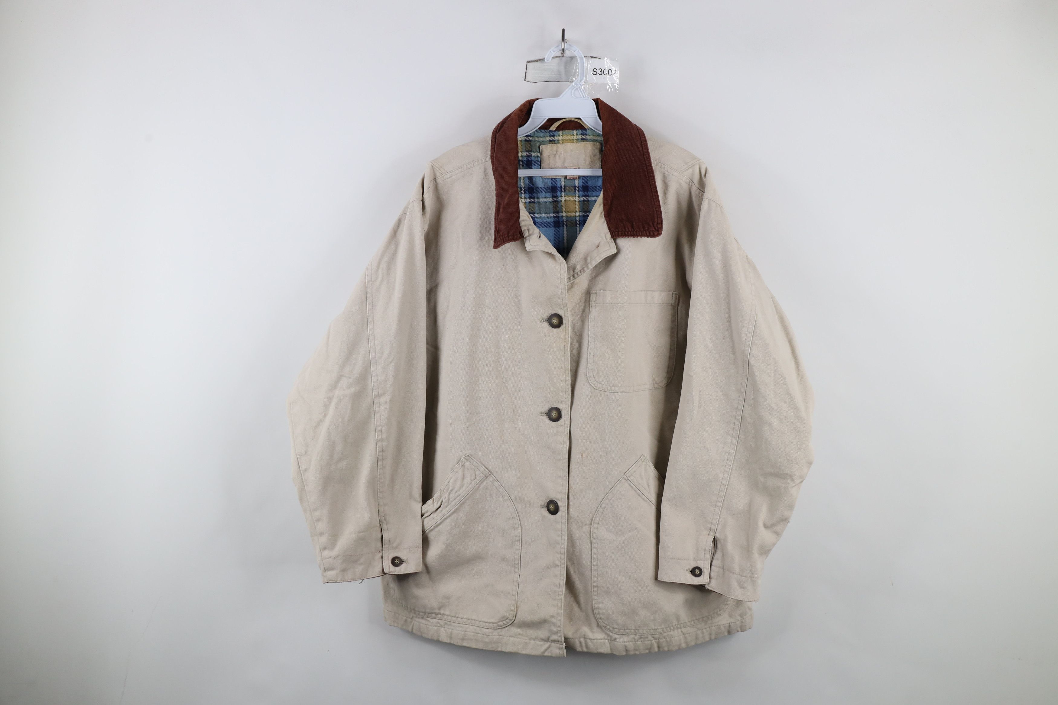 Vintage Vintage 90s Streetwear Flannel Lined Chore Barn Jacket Beige Size XL / US 12-14 / IT 48-50 - 1 Thumbnail