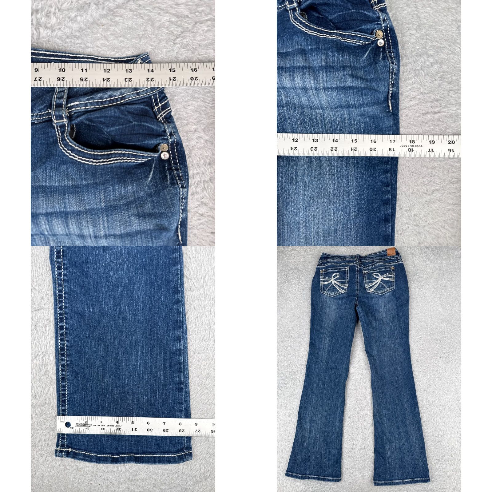 Vintage Wallflower Jeans Juniors 9 Blue Denim Jeans The Luscious Curvy Fit Cotton 28x30 Bootcut Stretch Womens Size 30" / US 8 / IT 44 - 9 Thumbnail
