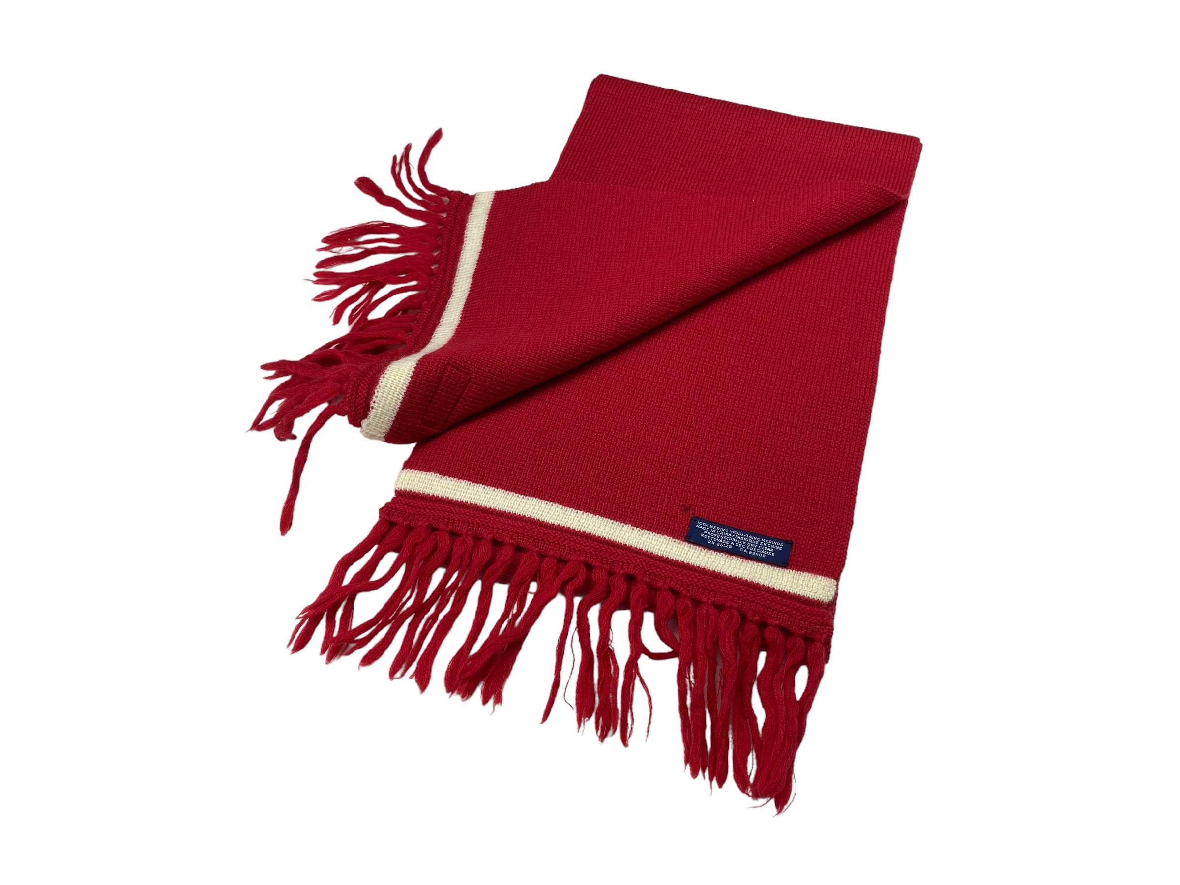 Ralph Lauren × Vintage Vintage Ralph Lauren Merino Wool Scarf - Red Size ONE SIZE - 8 Thumbnail