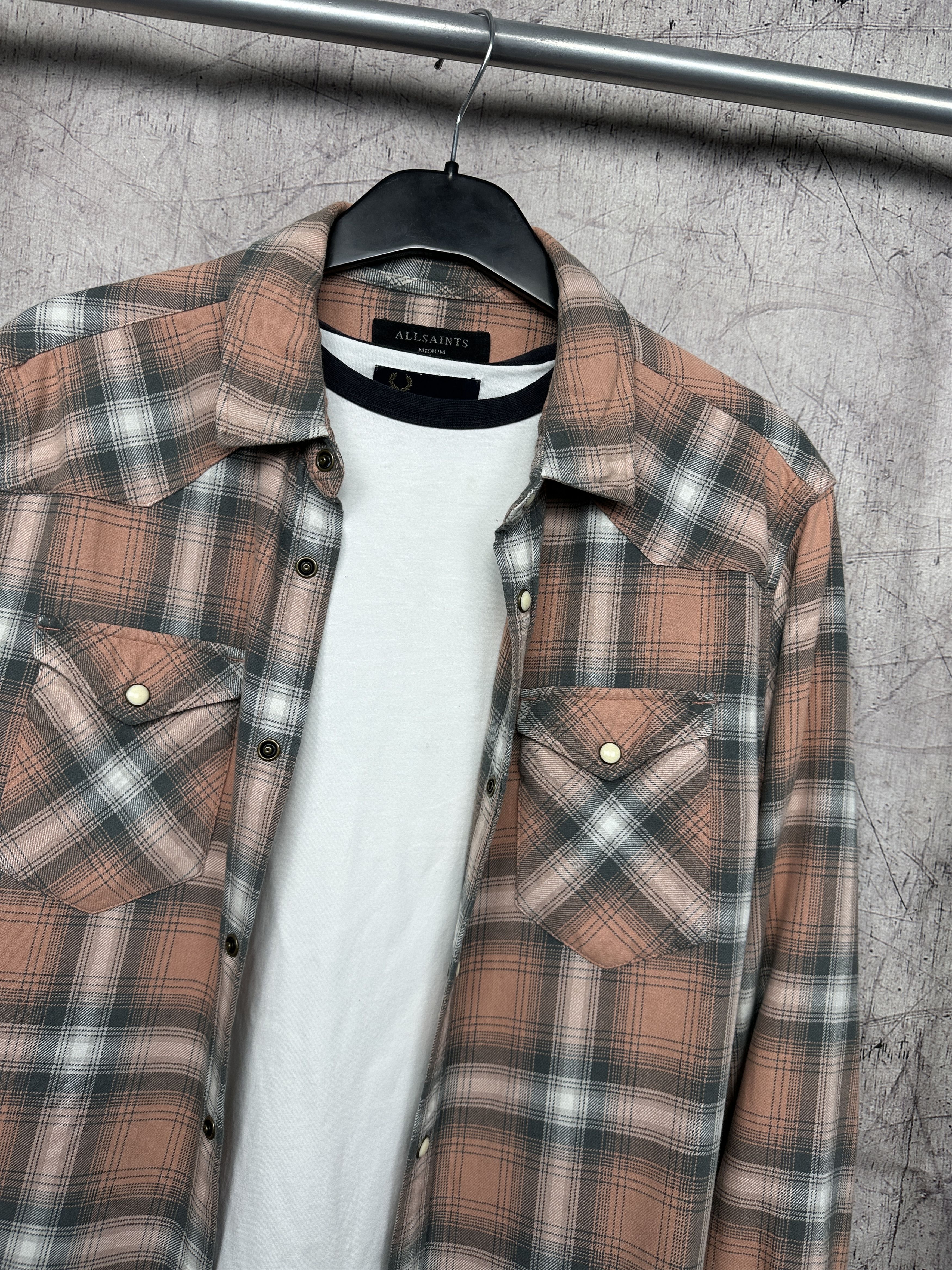 Allsaints Allsaints Mens Wyoming Flannel Plaid Shirt Size US M / EU 48-50 / 2 - 2 Thumbnail