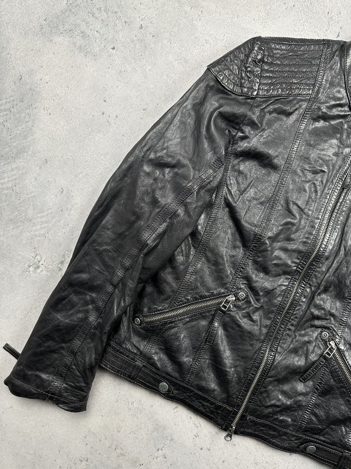 Leather Gipsy Archive Y2K Black Leather Moto Biker Jacket Womens 90s Size M / US 6-8 / IT 42-44 - 4 Thumbnail